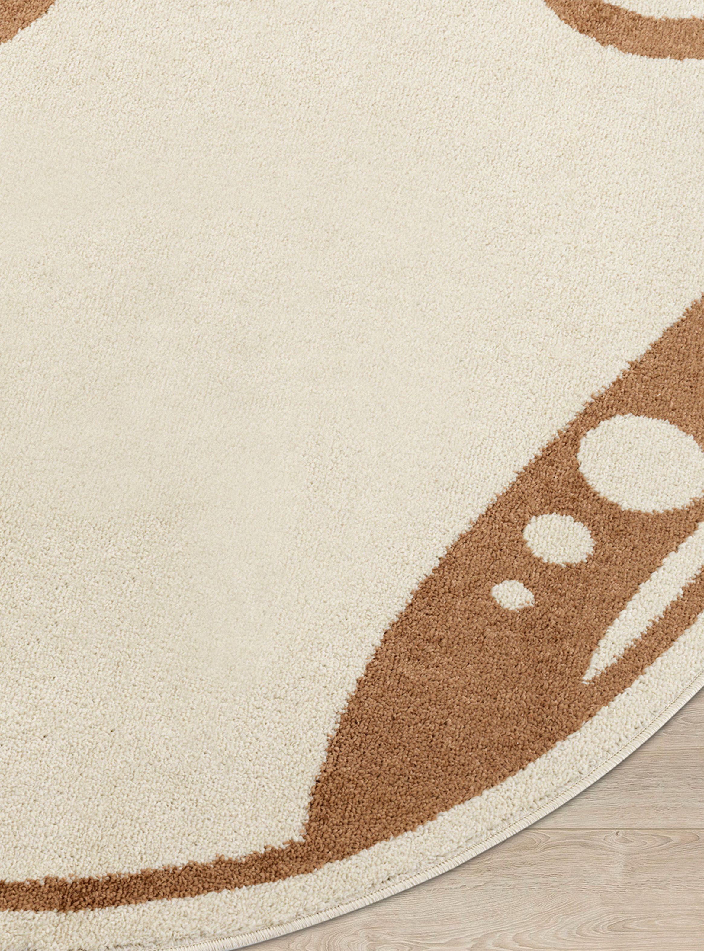 Alfombra 160 x 160 cm Amigo Print Beige-3