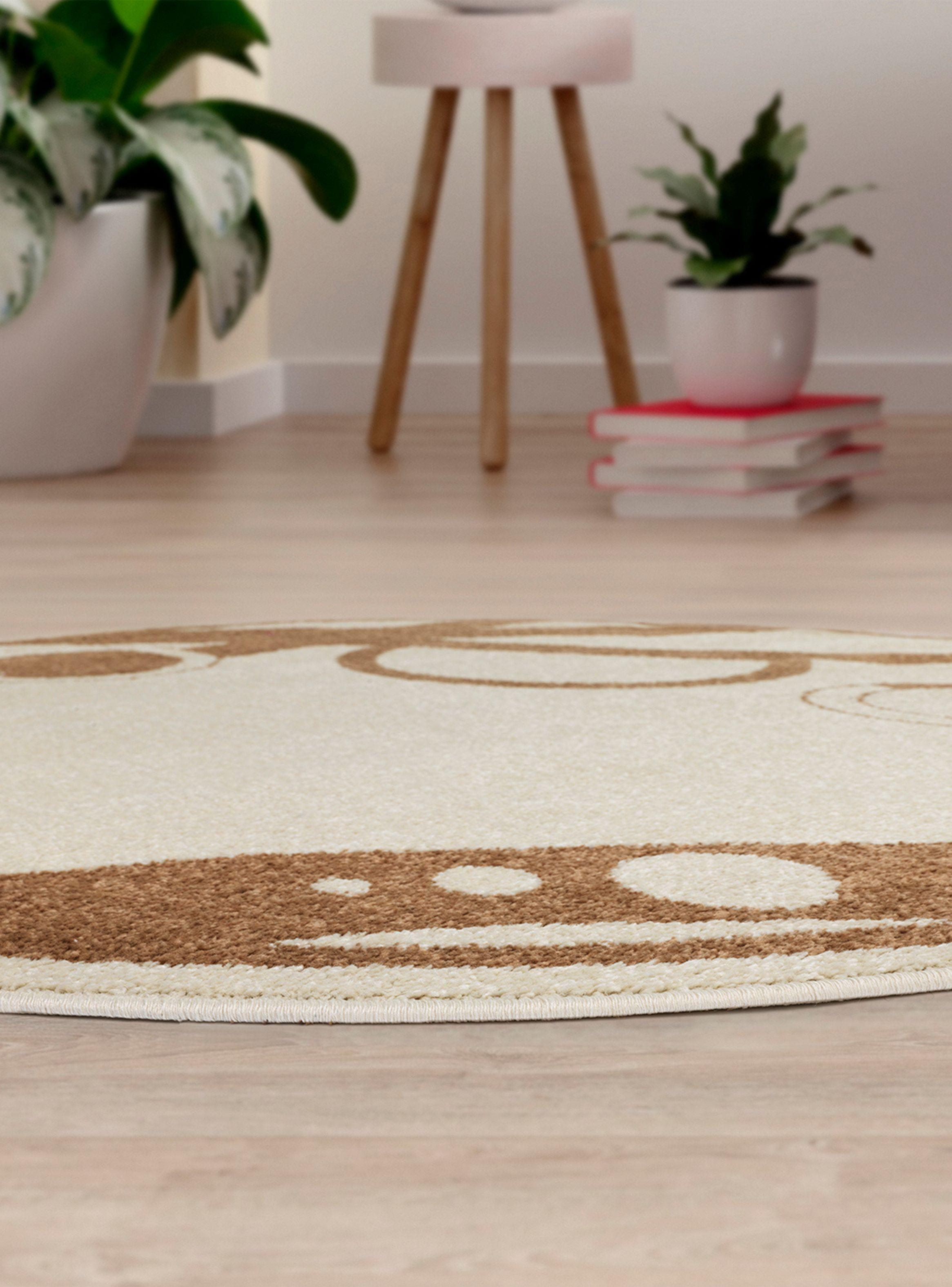 Alfombra 160 x 160 cm Amigo Print Beige-5