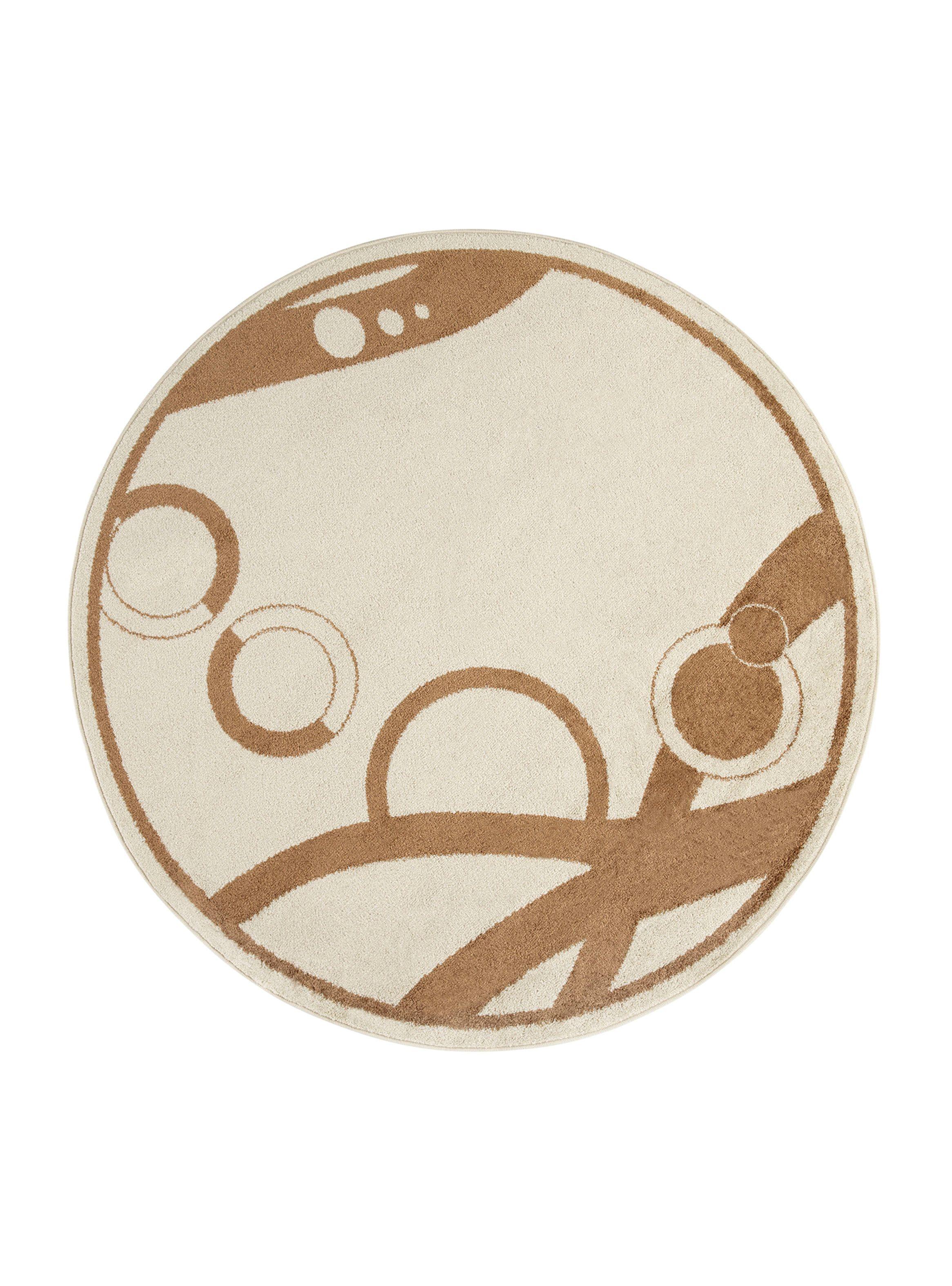 Alfombra 160 x 160 cm Amigo Print Beige-0