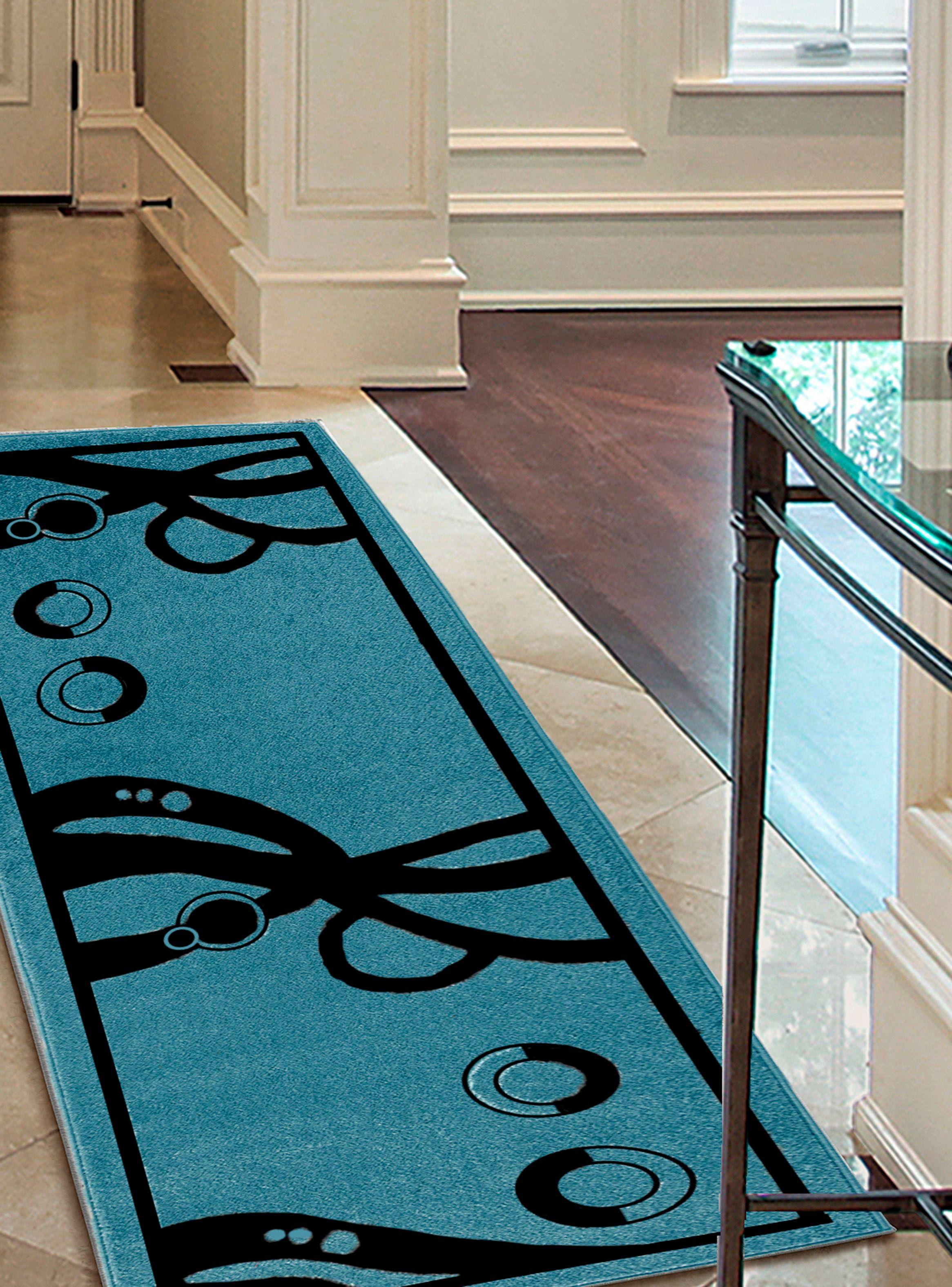Alfombra Pasillo Amigo Turquesa 70 x 230 cm Círculos-2