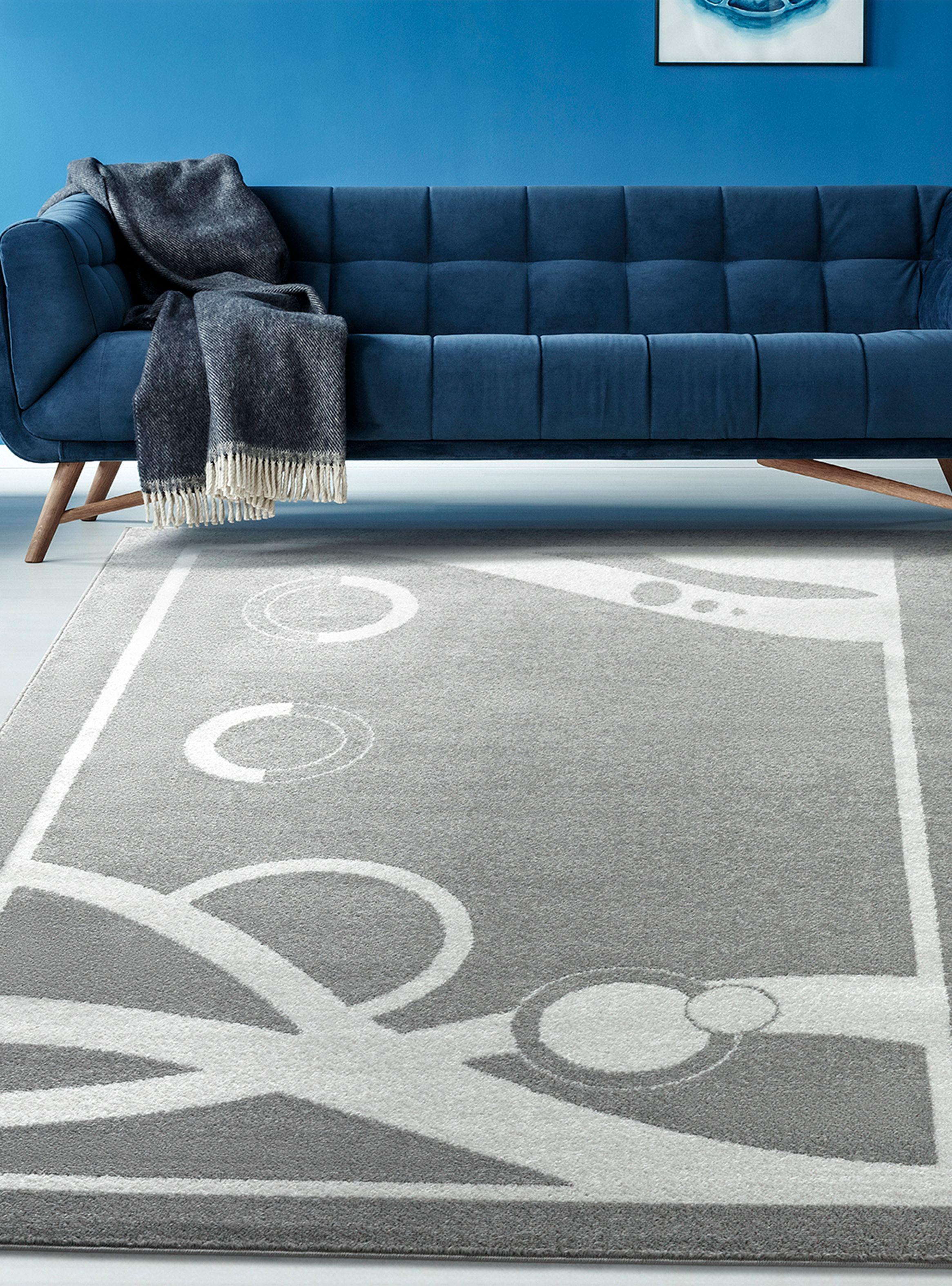 Alfombra 240 x 305 cm Amigo Gris Círculos-2