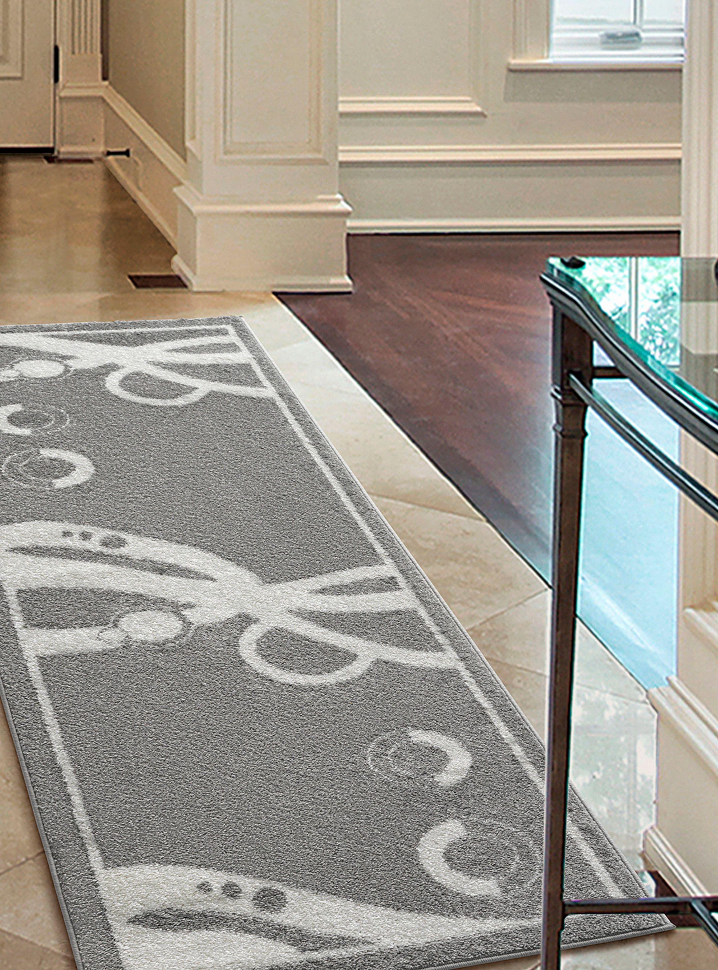 Alfombra Pasillo Amigo Gris-Blanco 70 x 230 cm Círculos-2