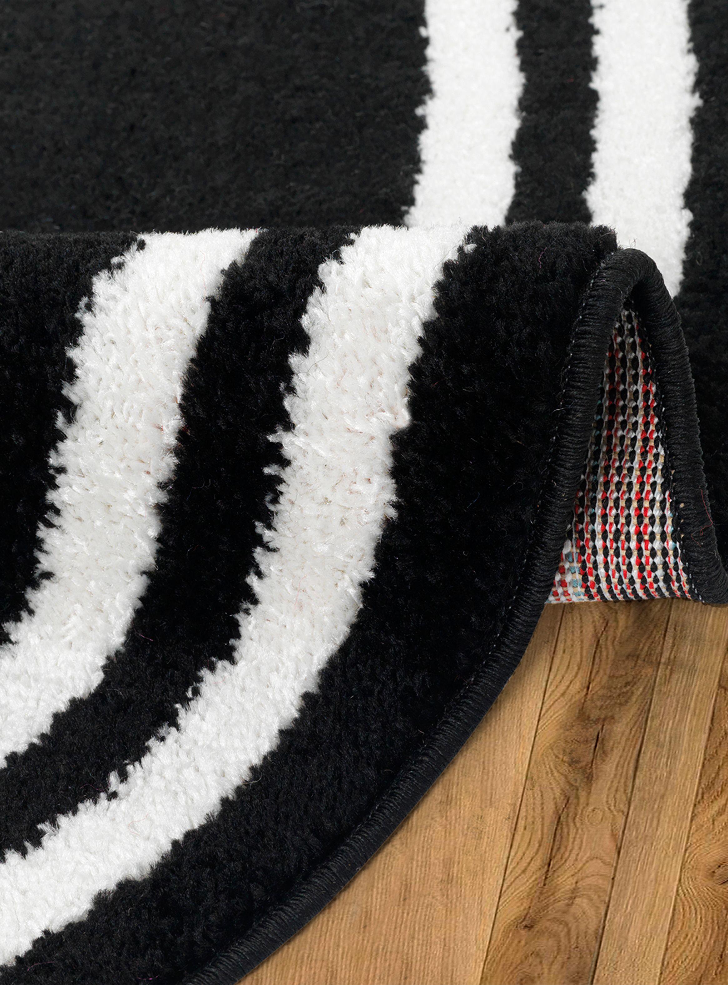 Alfombra Redonda Amigo Negro 160 x 160 cm Bordes Blanco-1