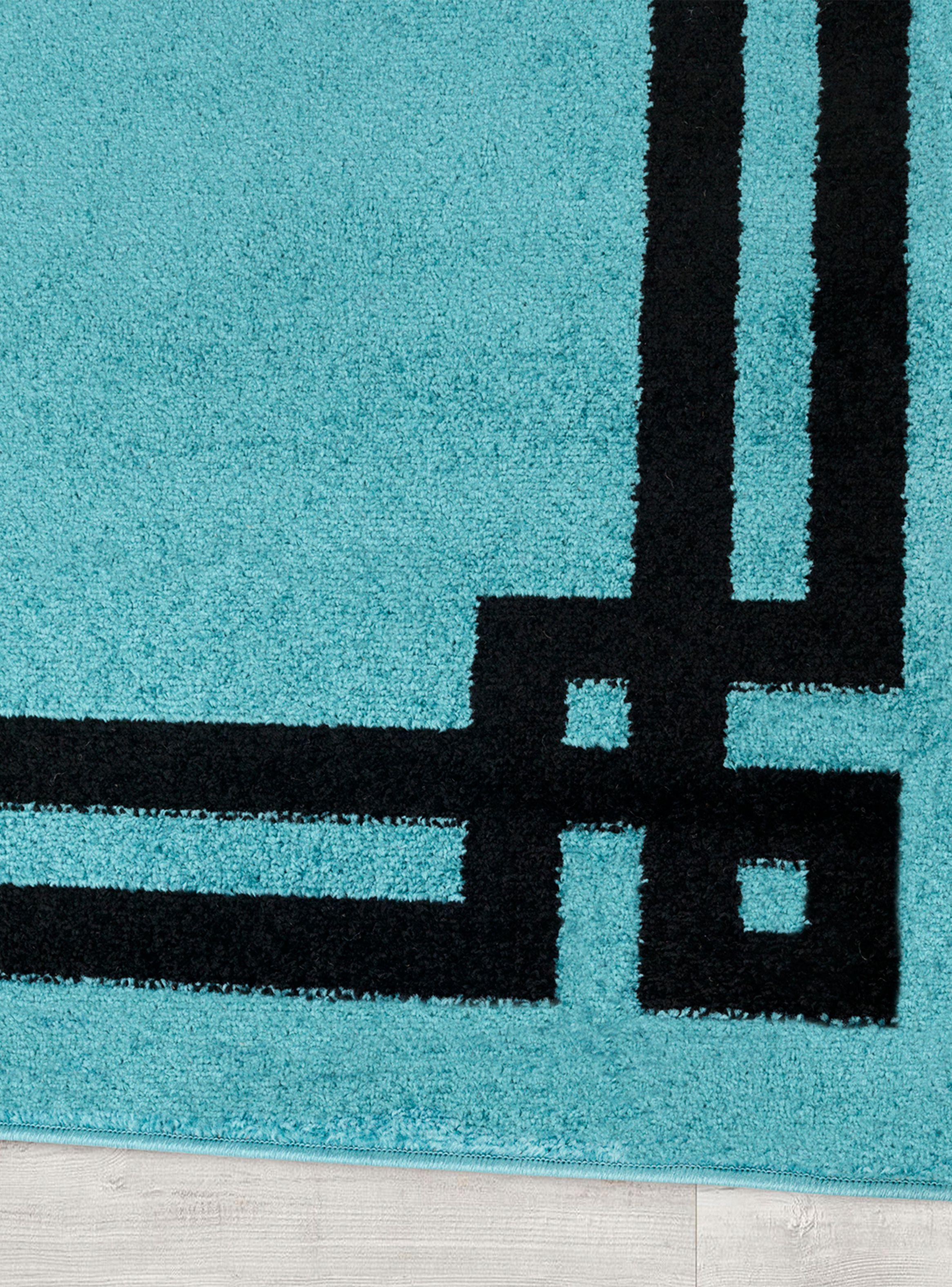Alfombra 120 x 180 cm Amigo Turquesa Marco Negro-3