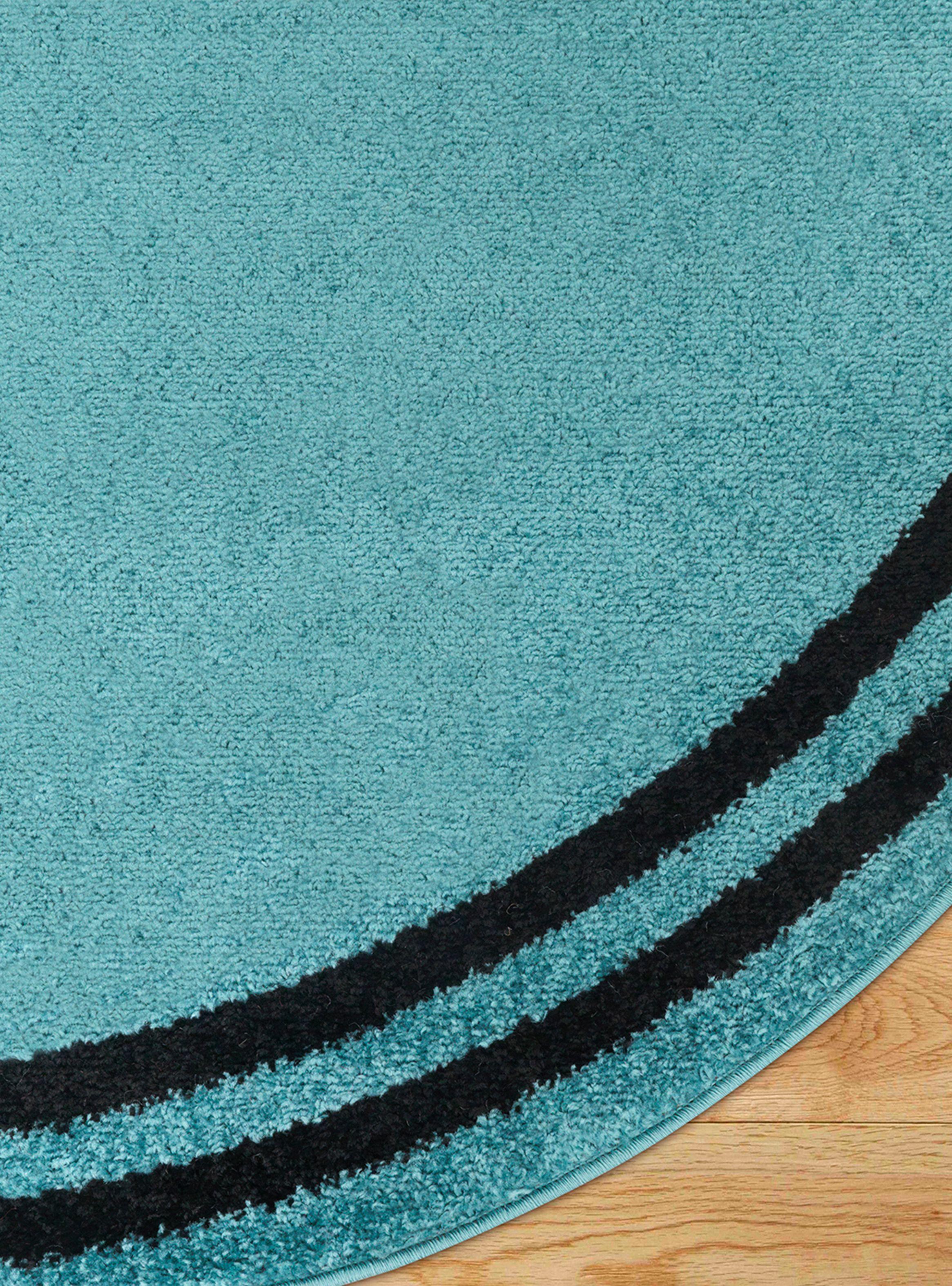 Alfombra Redonda 160 x 160 cm Amigo Turquesa Borde Negro-3
