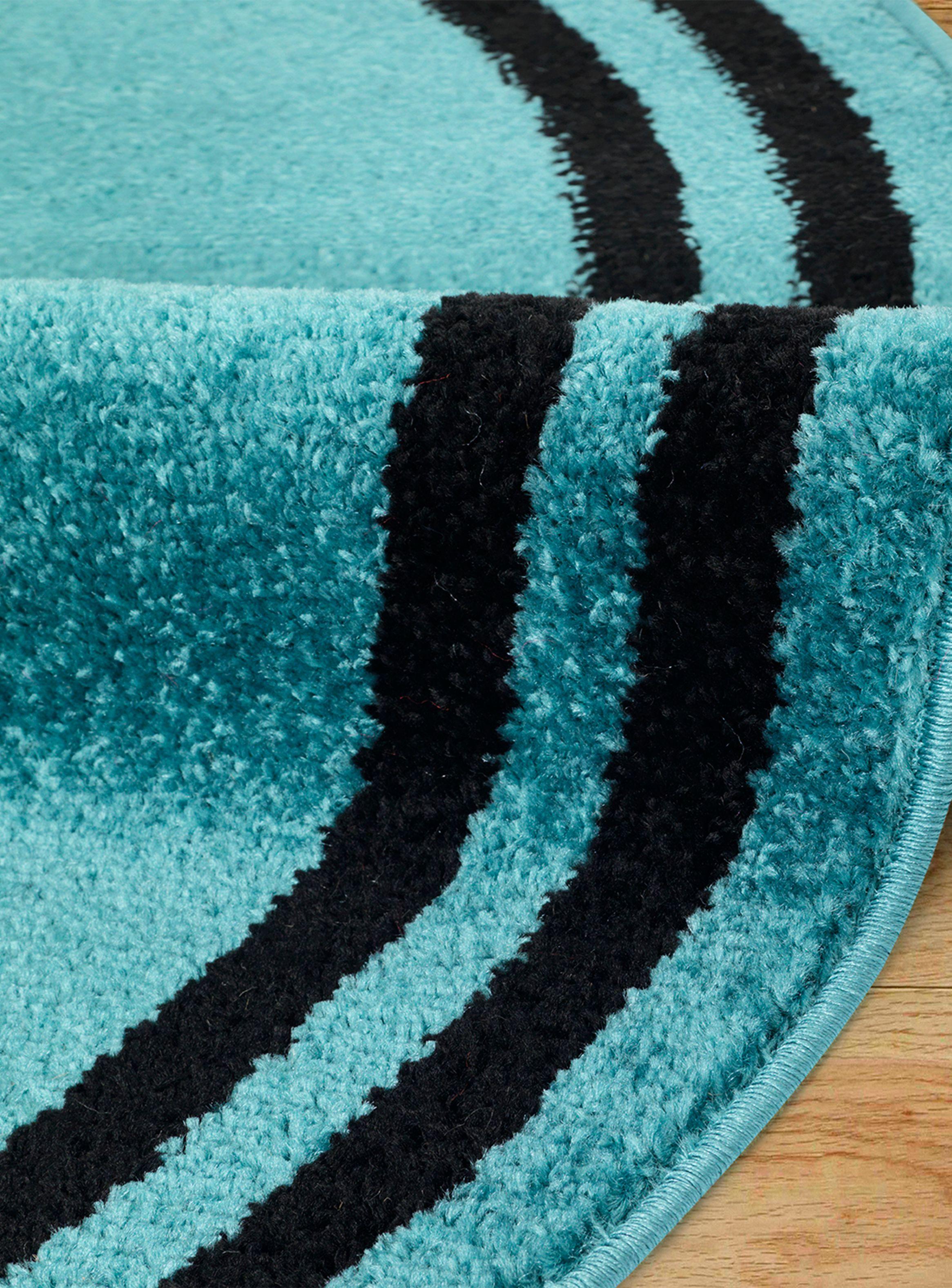 Alfombra Redonda 160 x 160 cm Amigo Turquesa Borde Negro-1