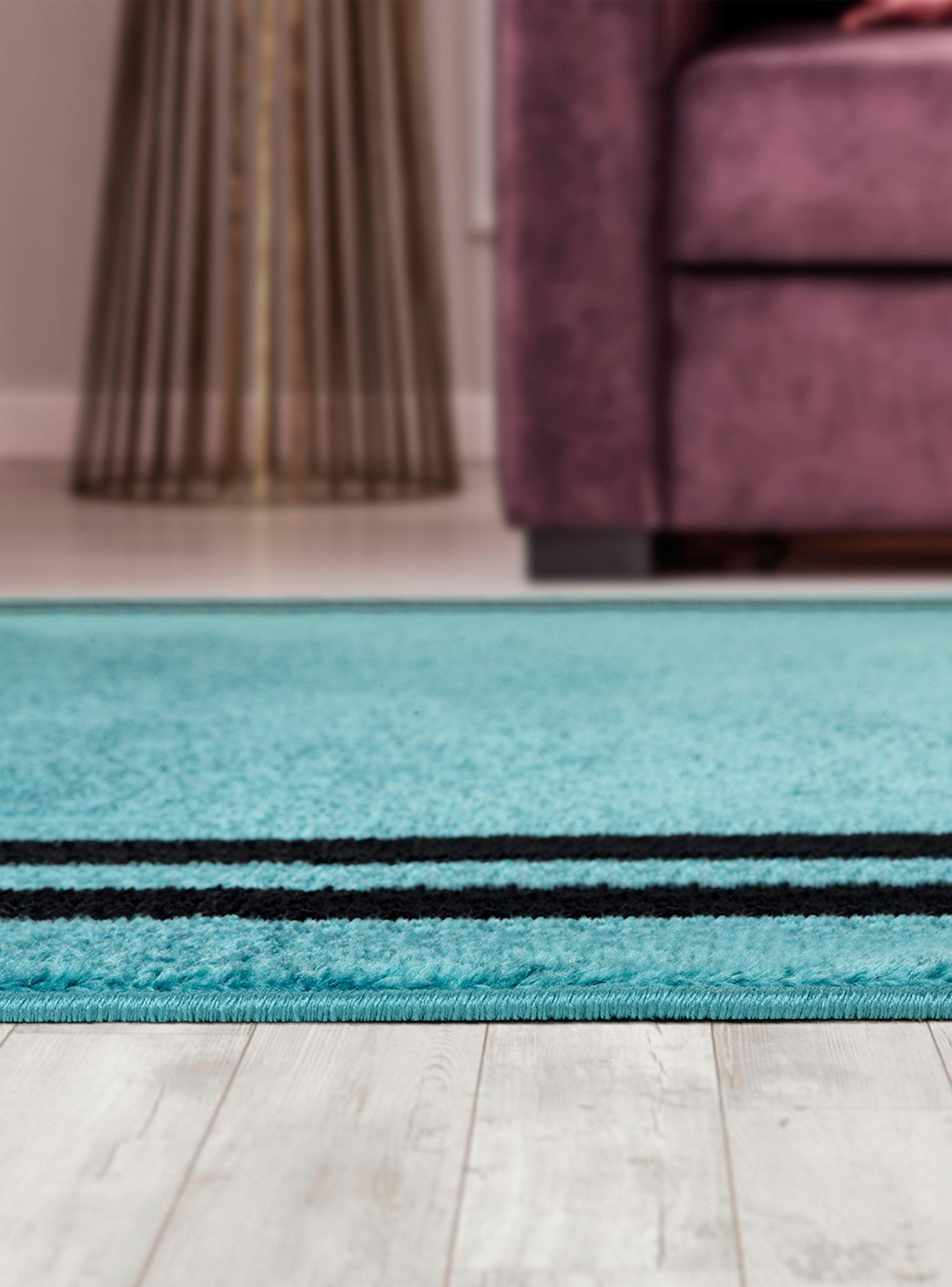 Alfombra 160 x 230 cm Amigo Turquesa Marco Negro-5