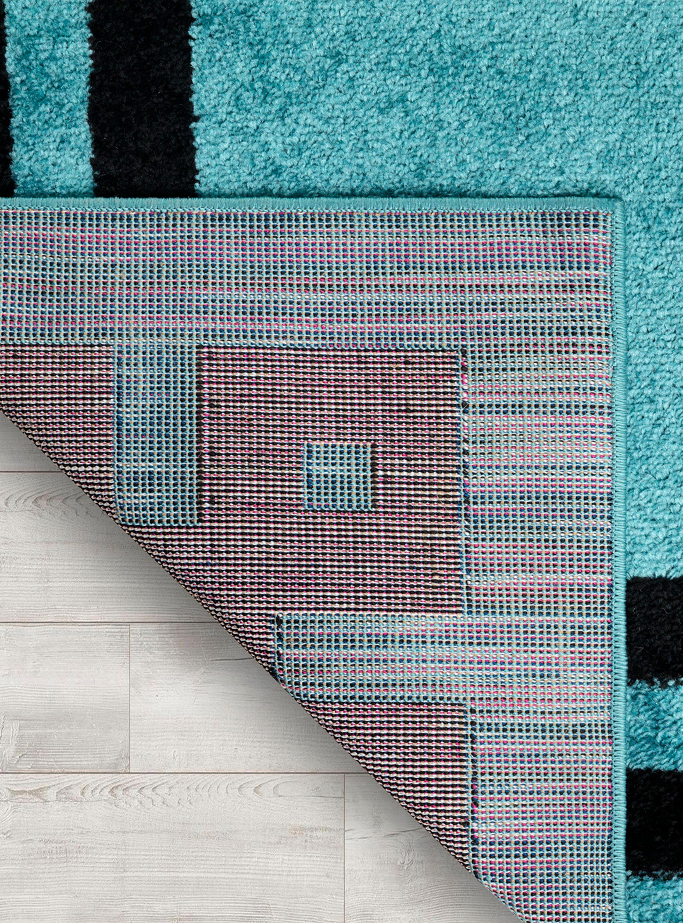 Alfombra 200 x 290 cm Amigo Turquesa Marco Negro-4