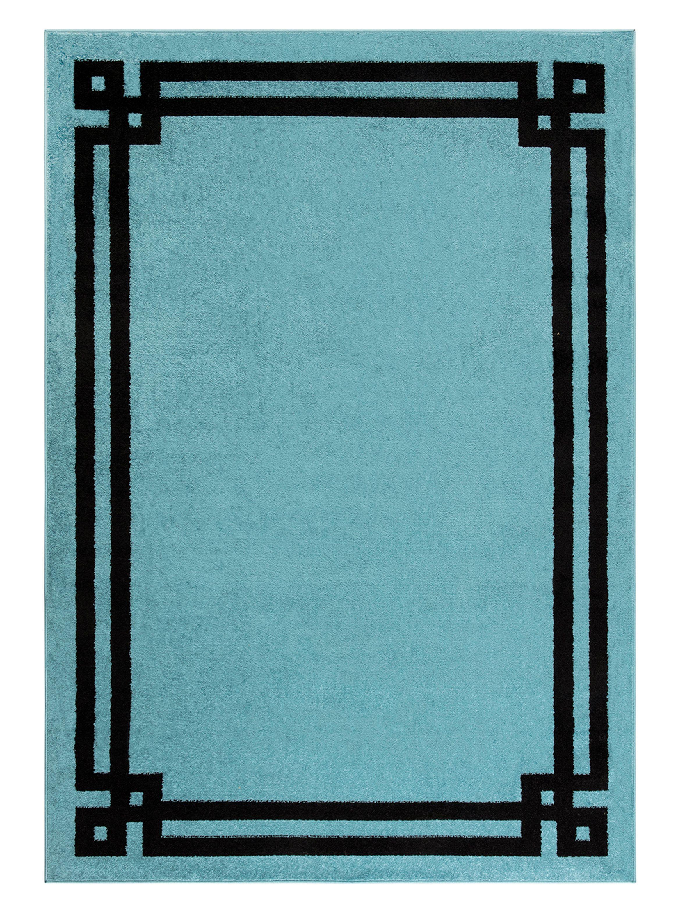 Alfombra 200 x 290 cm Amigo Turquesa Marco Negro-0