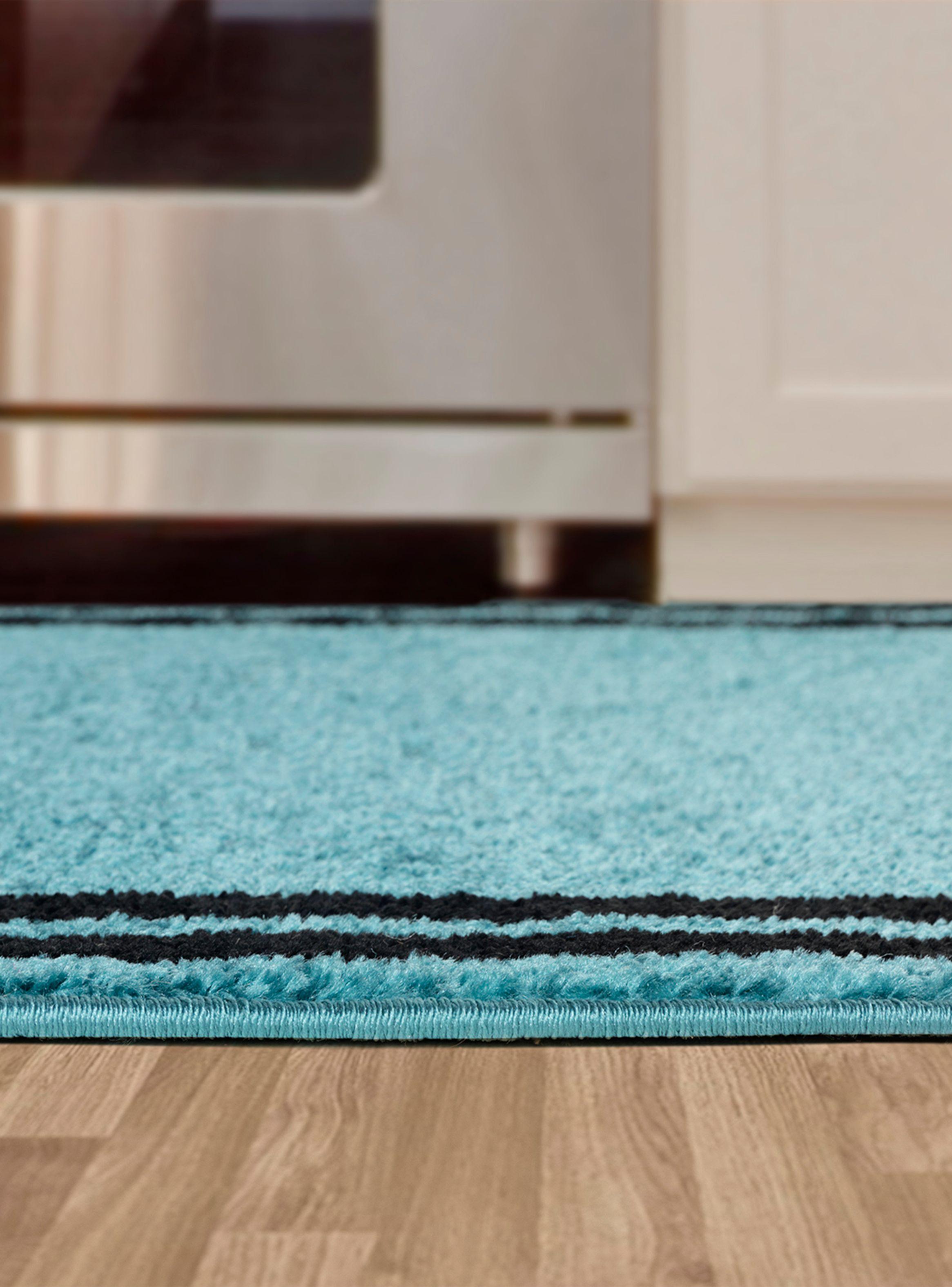 Alfombra Pasillo 70 x 230 cm Amigo Turquesa Marco Negro-5