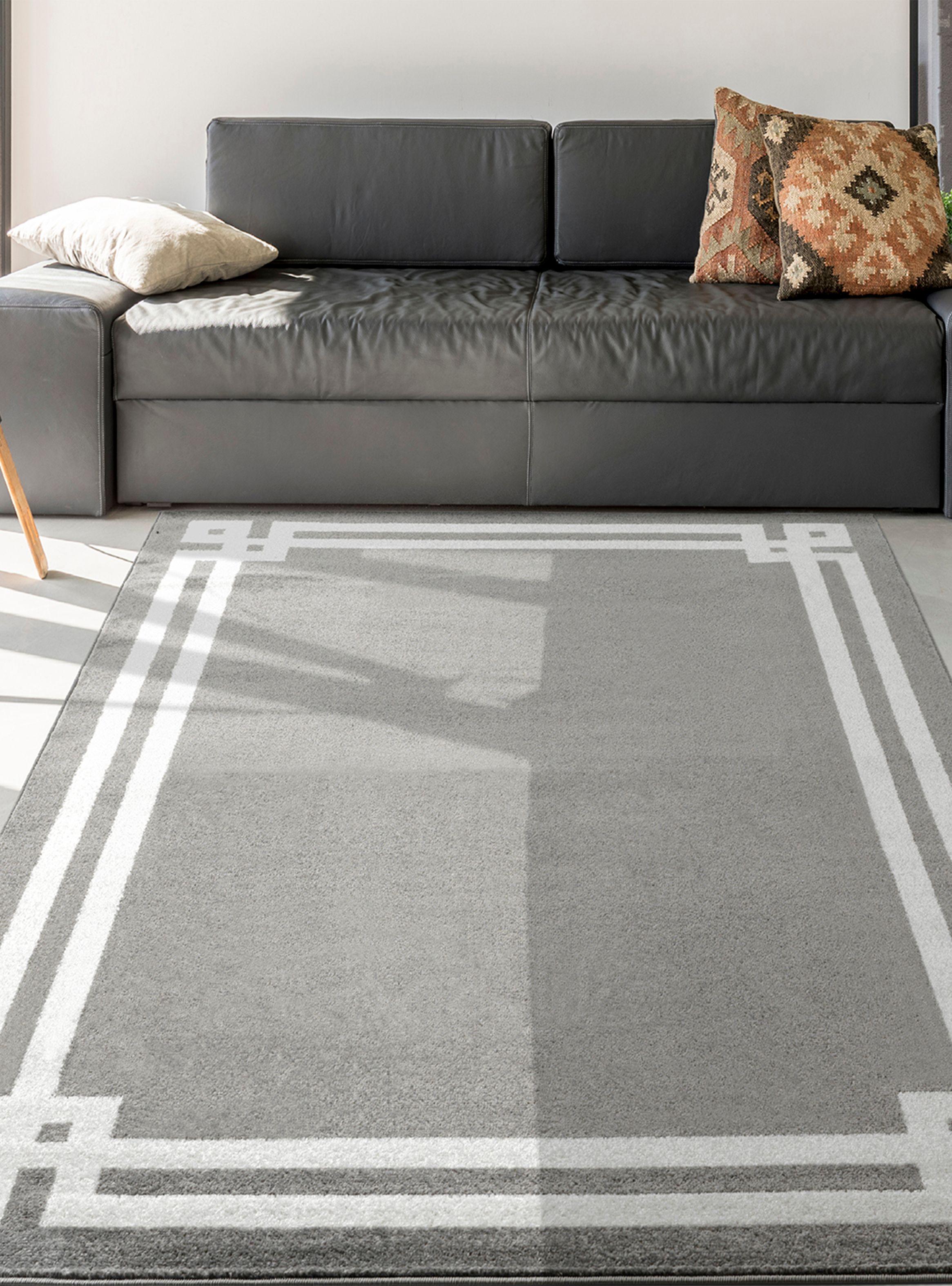 Alfombra 240 x 305 cm Amigo Gris Marco Blanco-2