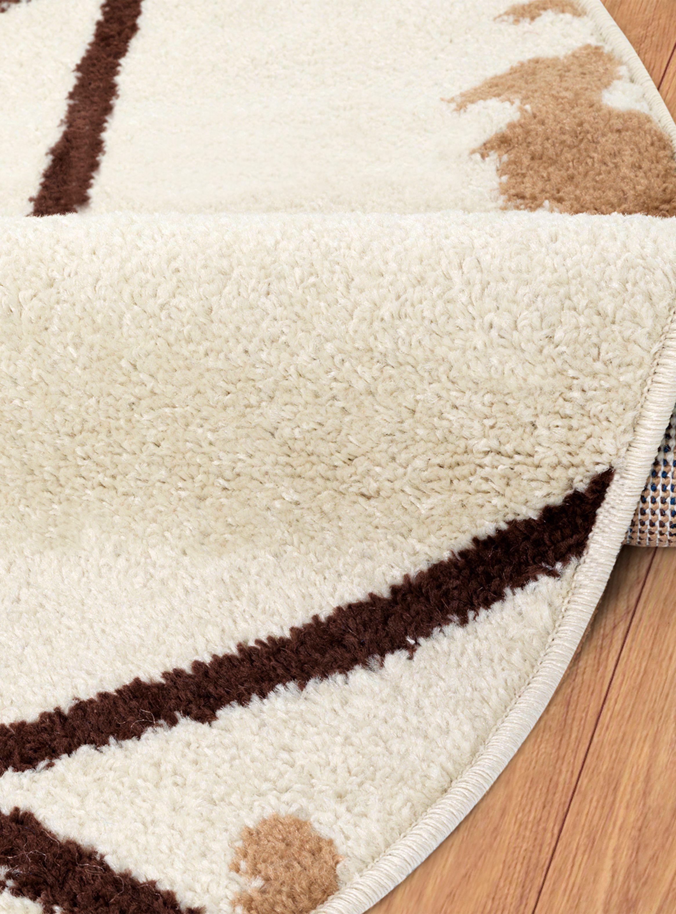 Alfombra Redonda Amigo Beige 160 x 160 cm Líneas Café-1