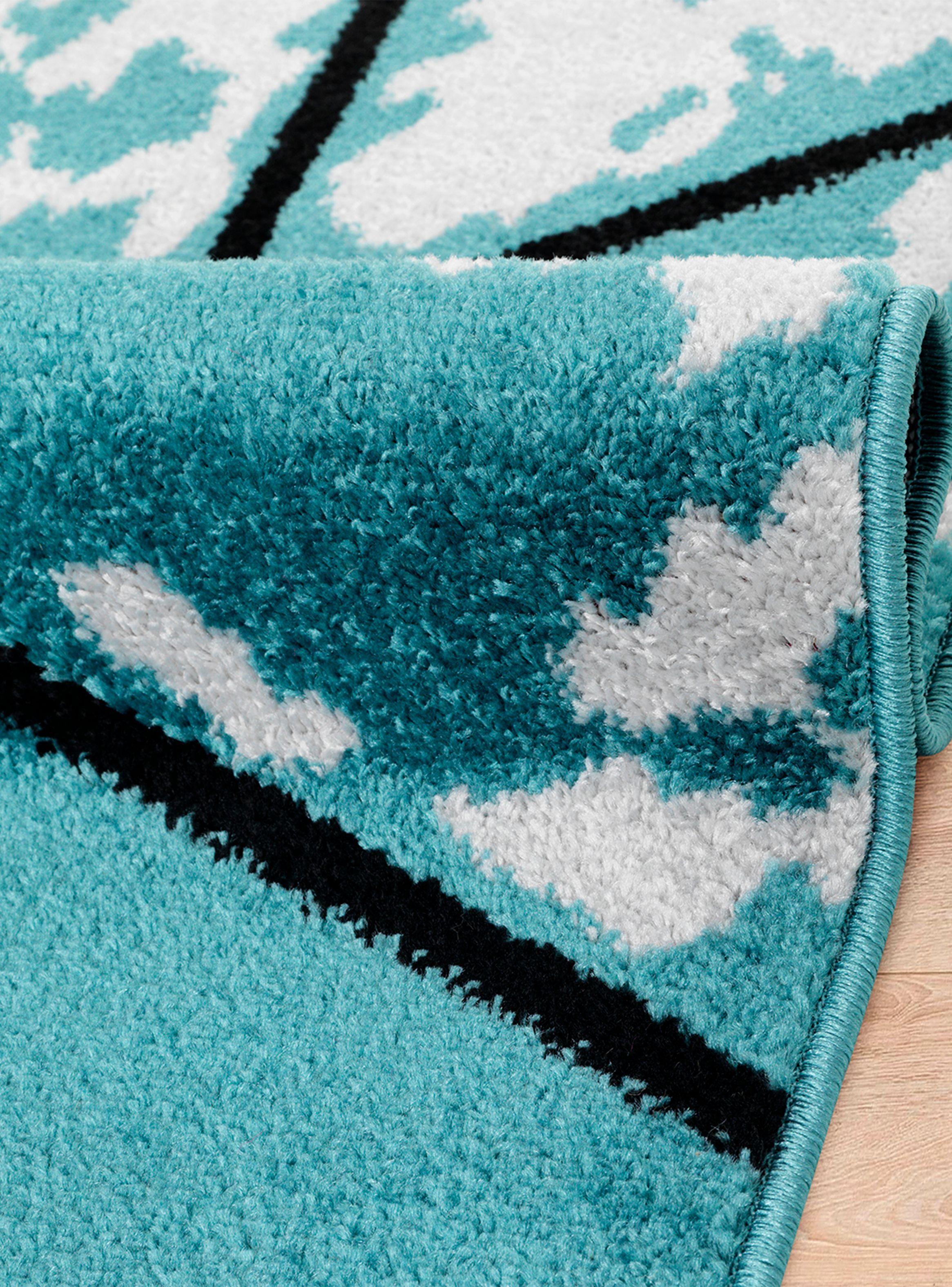 Alfombra 200 x 290 cm Amigo Turquesa Líneas-1