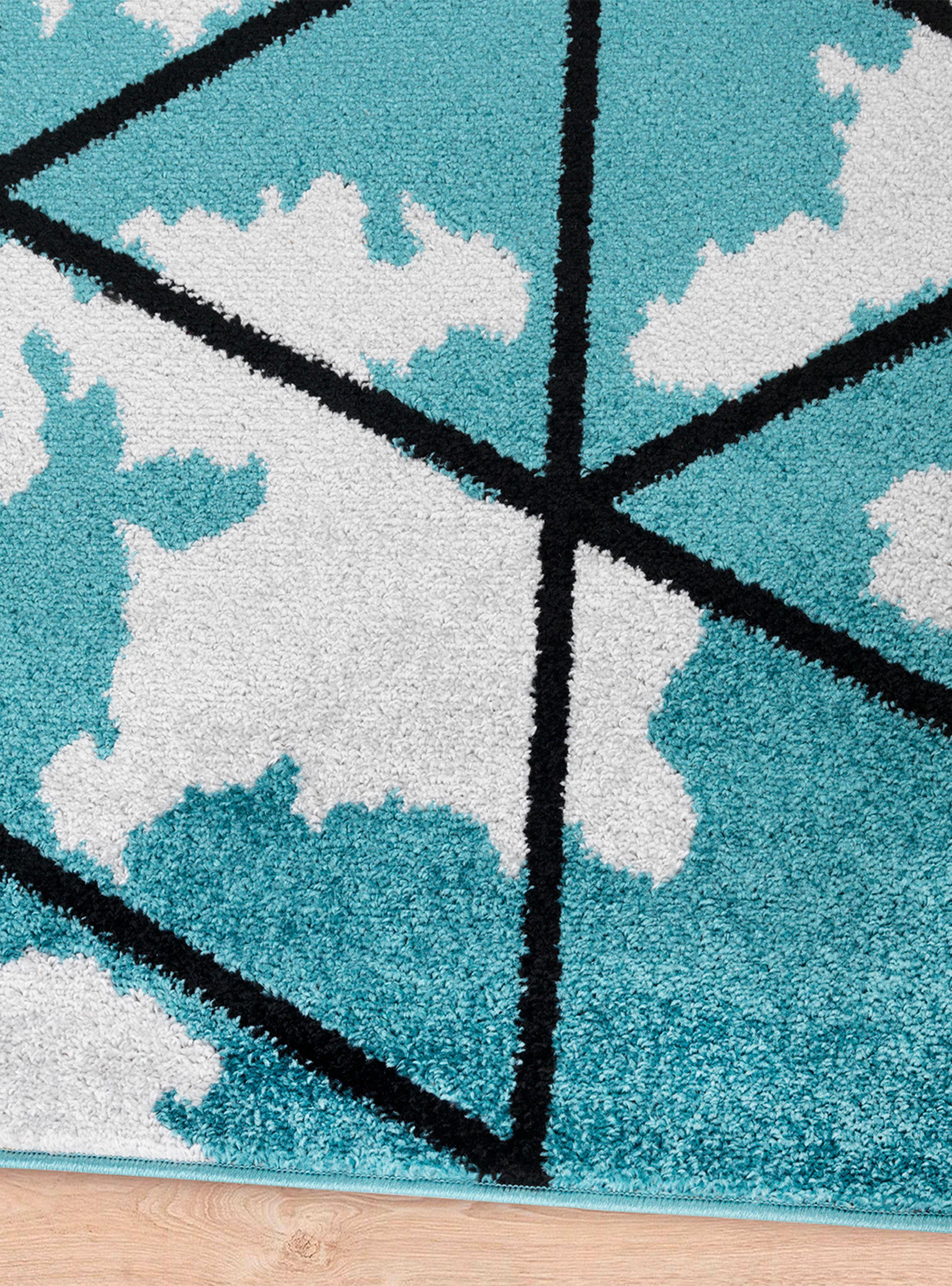 Alfombra 200 x 290 cm Amigo Turquesa Líneas-3