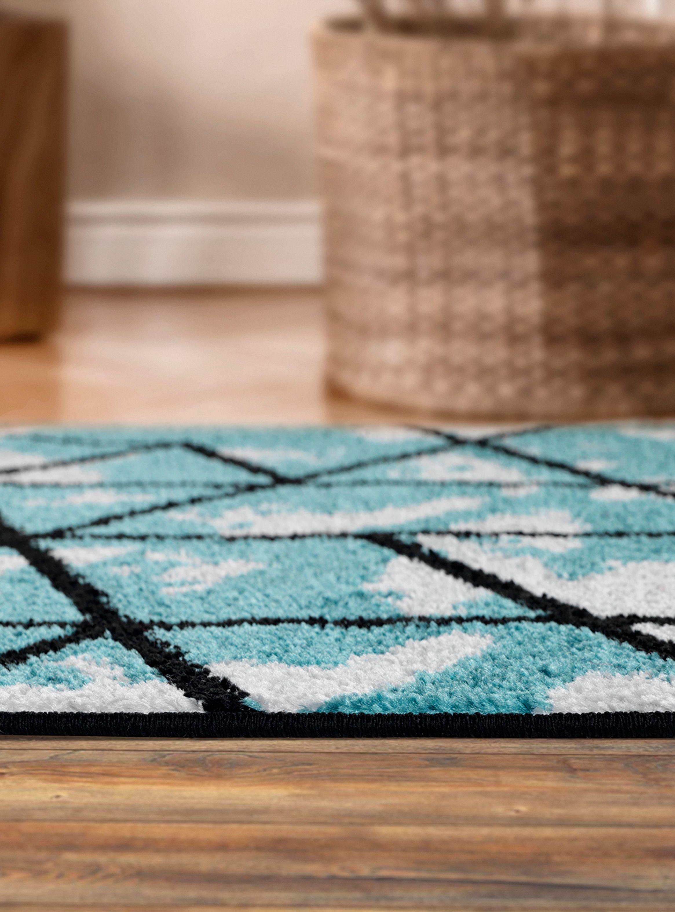 Alfombra Pasillo 70 x 230 cm Amigo Turquesa Líneas-5