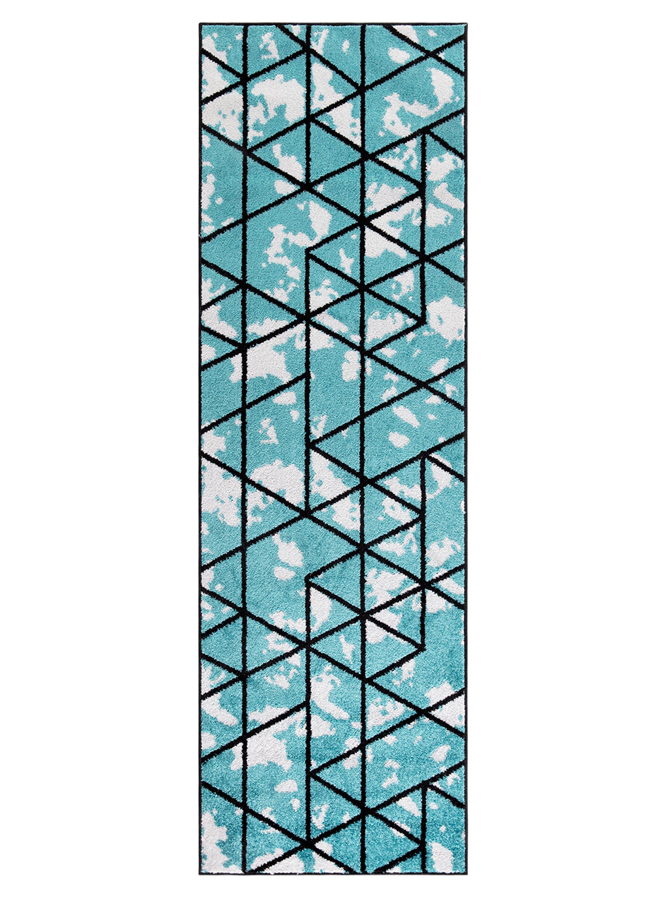 Alfombra Pasillo 70 x 230 cm Amigo Turquesa Líneas-0