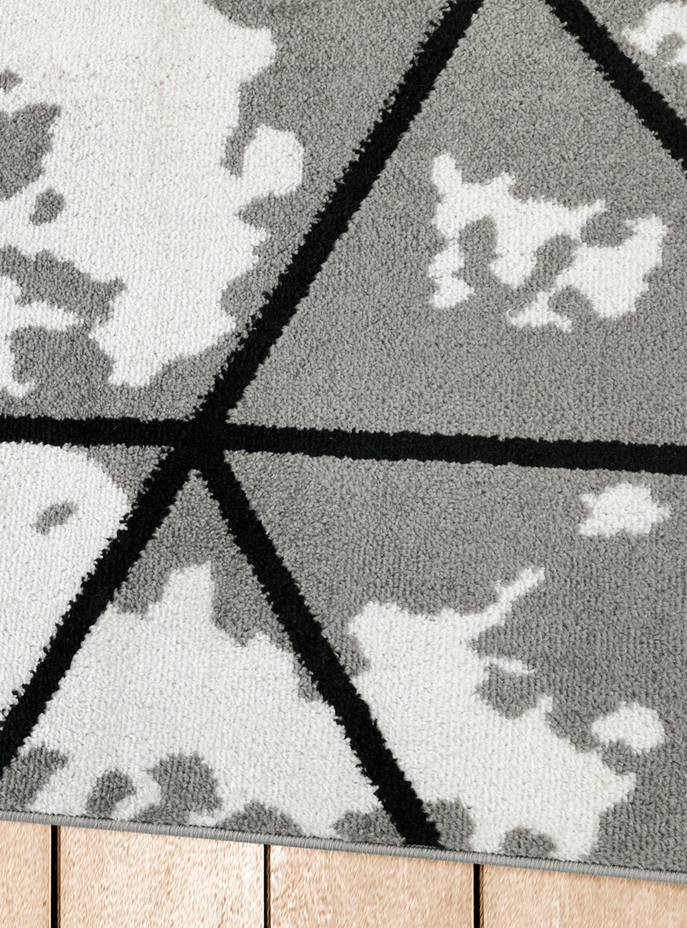 Alfombra 160 x 230 cm Amigo Gris Líneas Equiláteros-3
