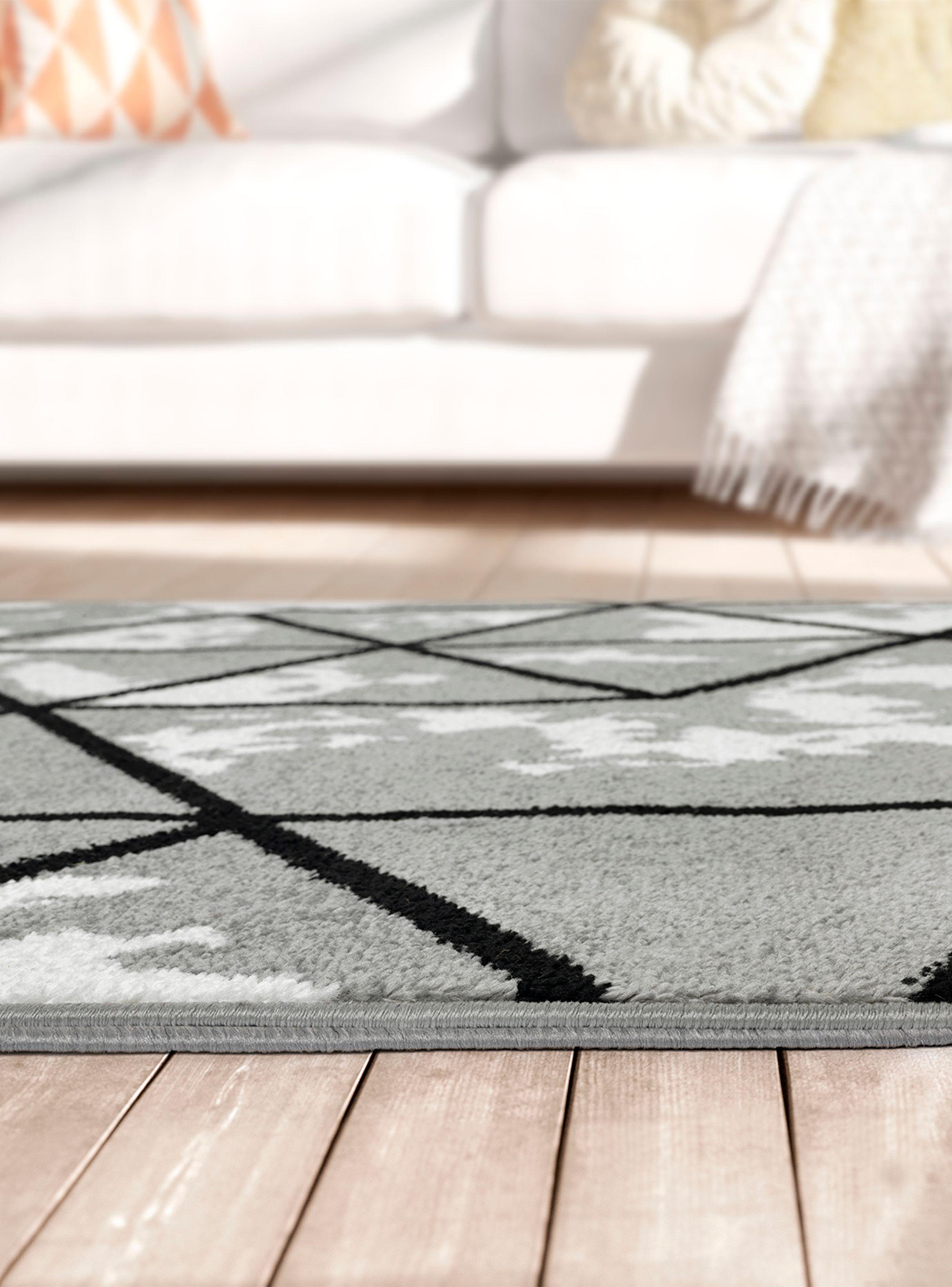 Alfombra 200 x 290 cm Amigo Gris Líneas Equiláteros-5