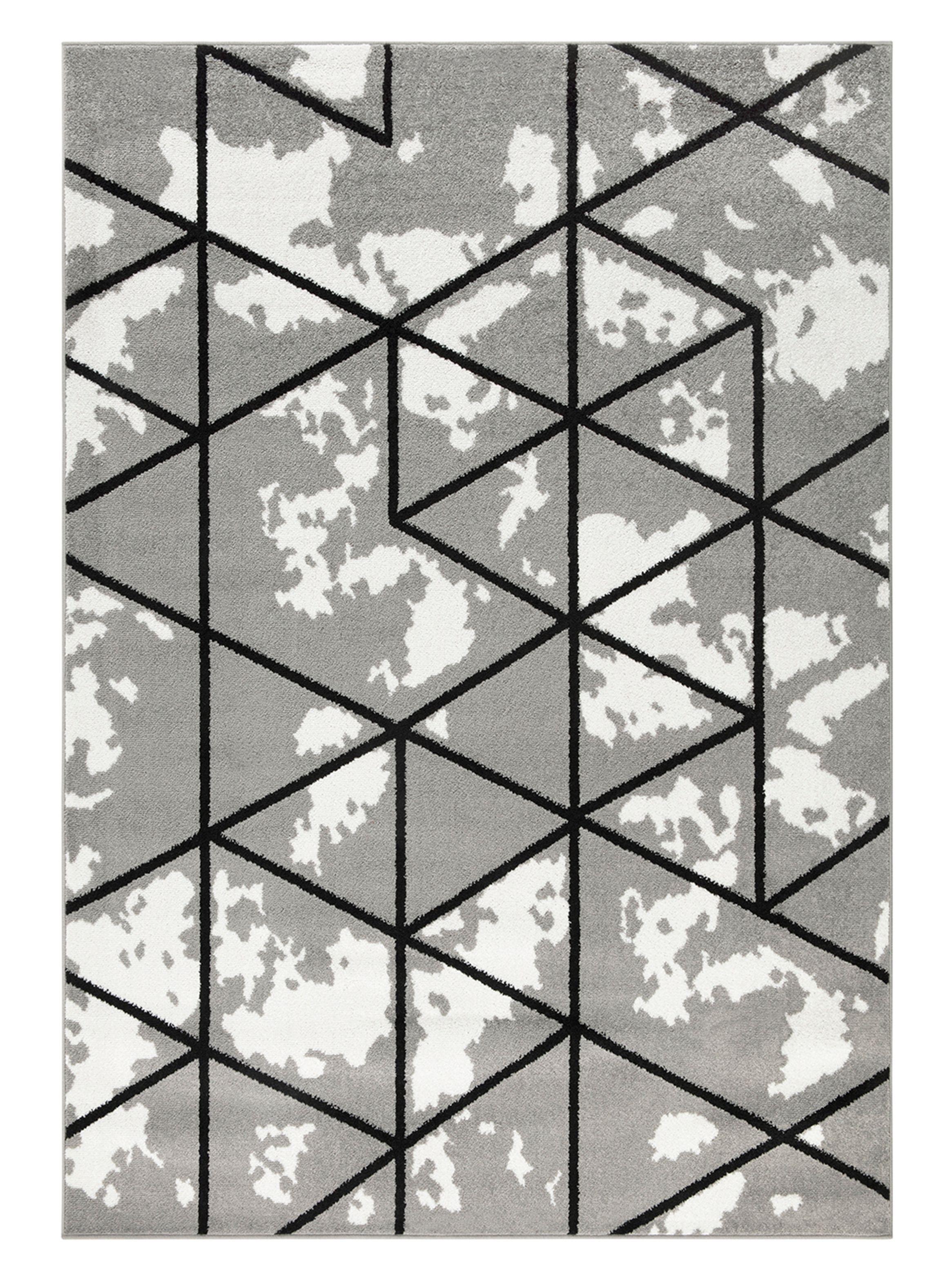 Alfombra 200 x 290 cm Amigo Gris Líneas Equiláteros-0