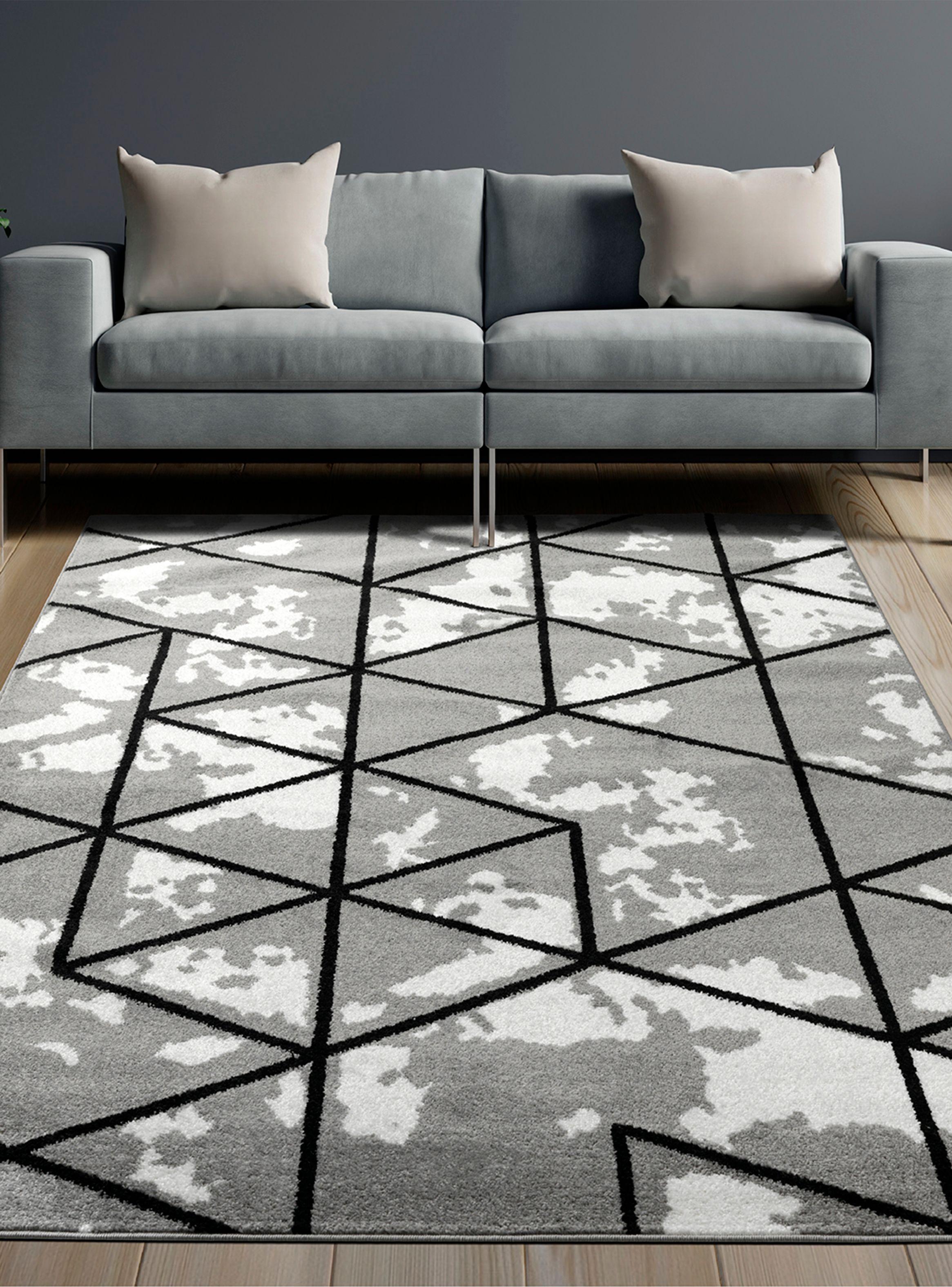 Alfombra 240 x 305 cm Amigo Gris Líneas Geométricas-2