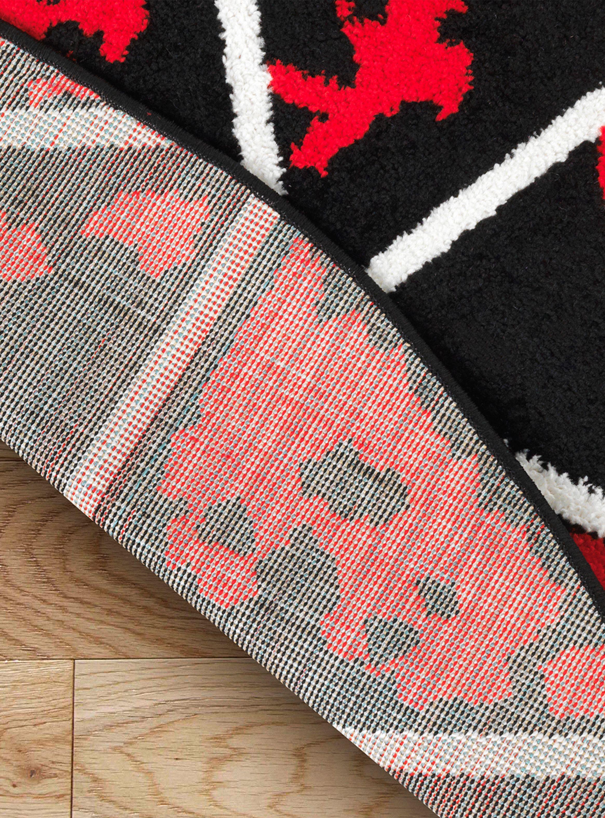 Alfombra Redonda 160 x 160 cm Amigo Rojo Líneas-4