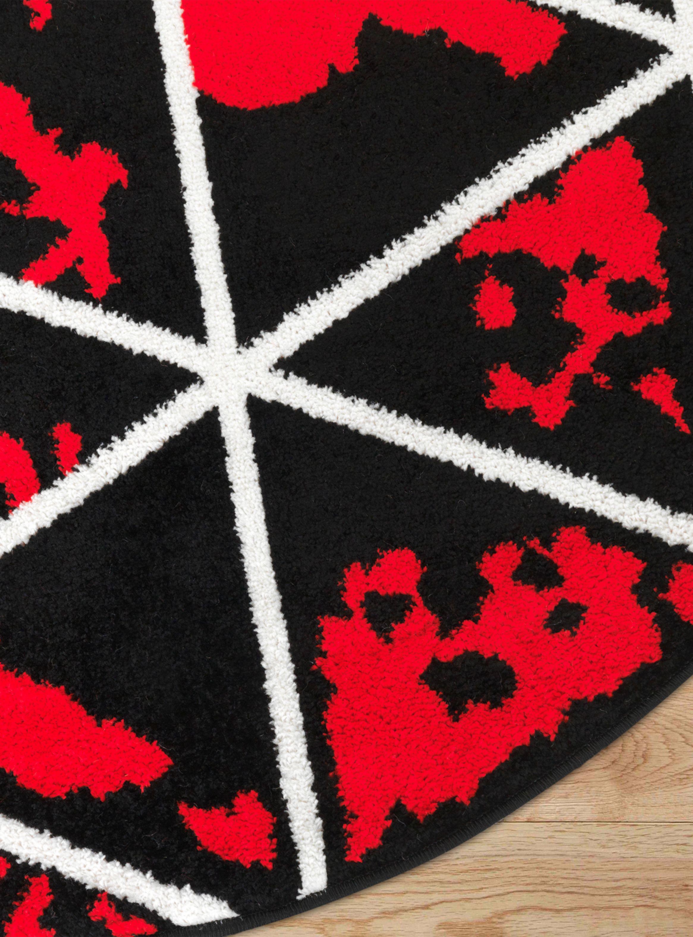 Alfombra Redonda 160 x 160 cm Amigo Rojo Líneas-3