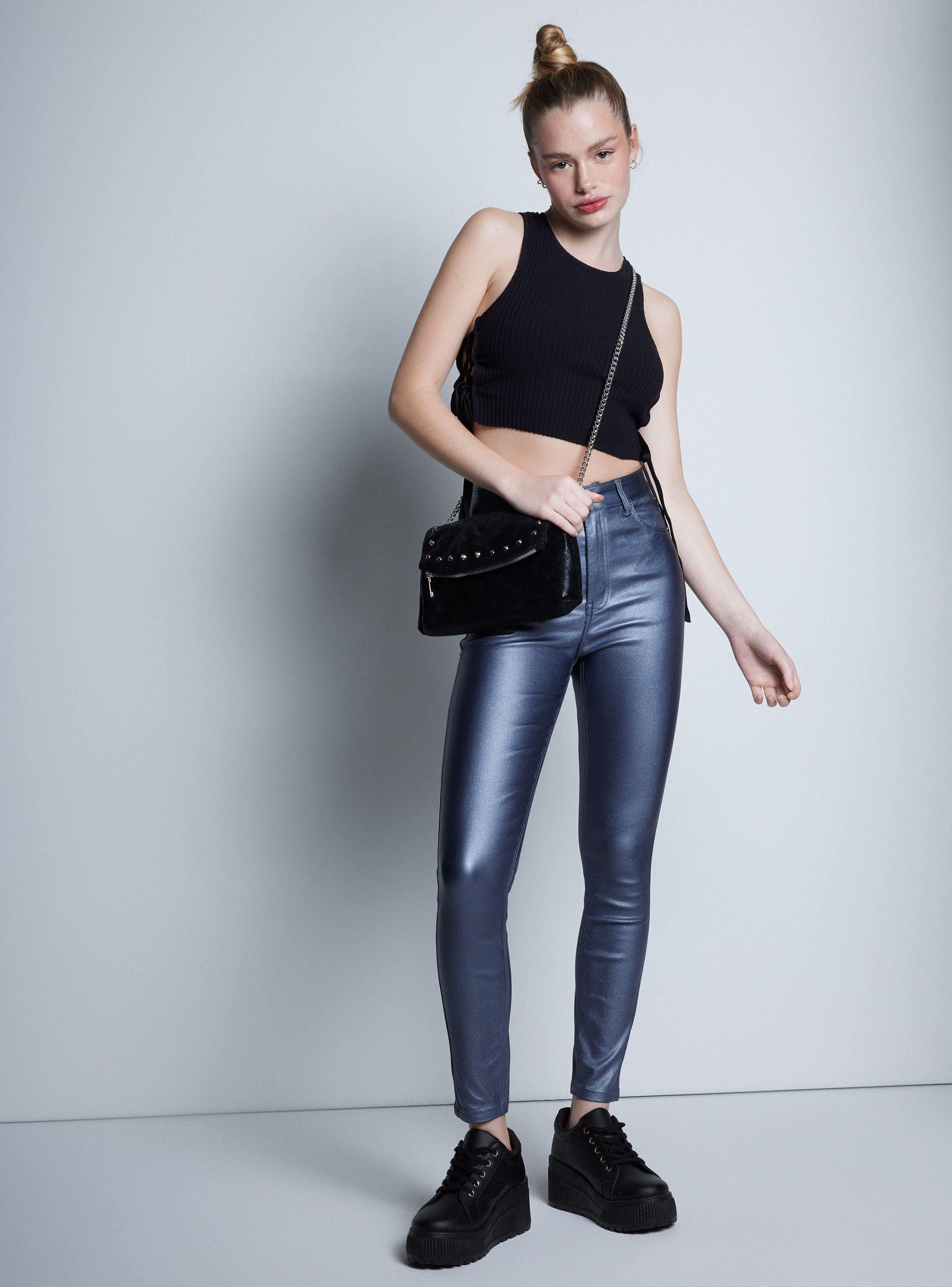 Jeans Skinny Efecto Piel Metalizado-4