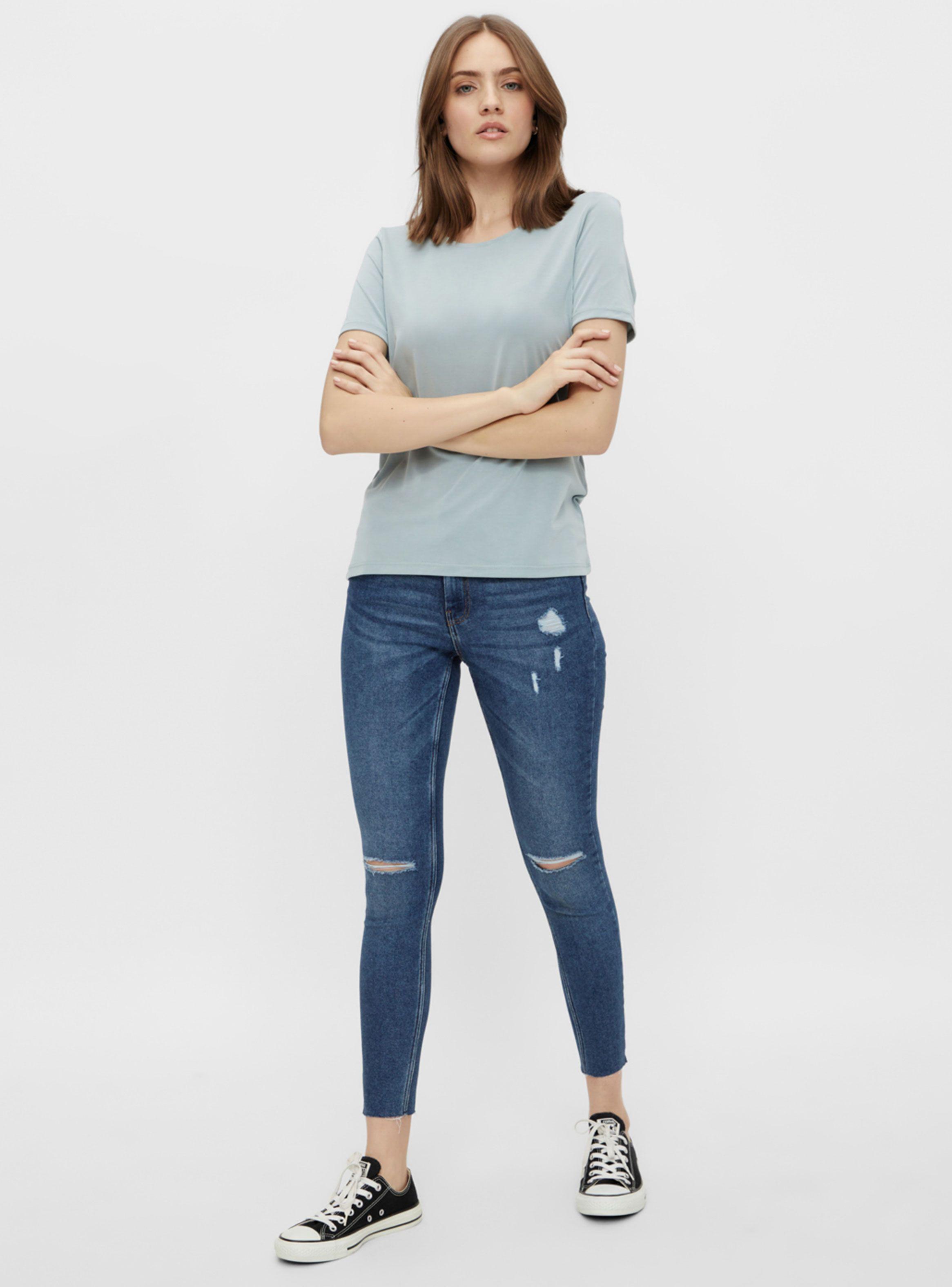 Jeans Skinny Azul con Roturas-3