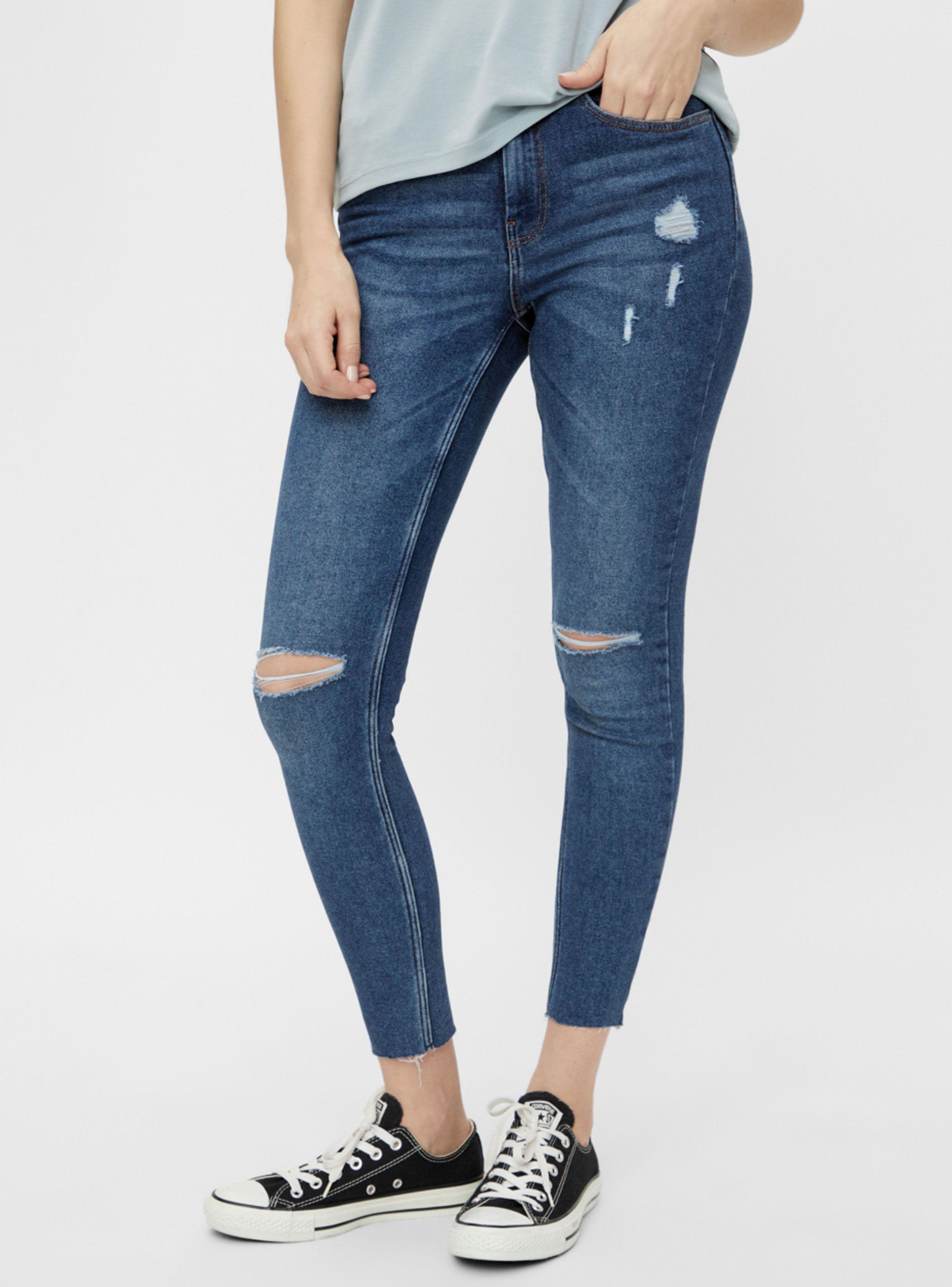 Jeans Skinny Azul con Roturas-0