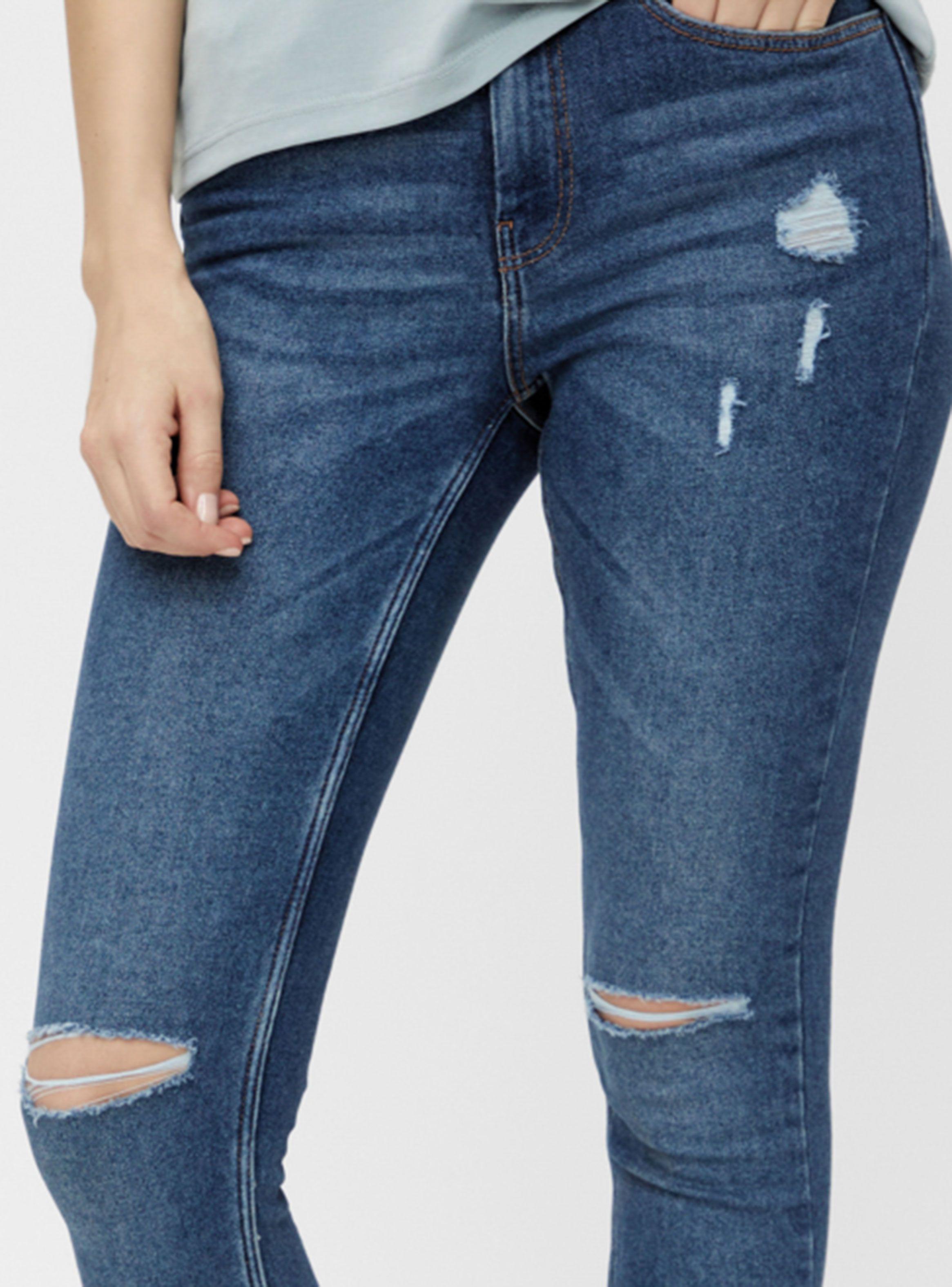 Jeans Skinny Azul con Roturas-2