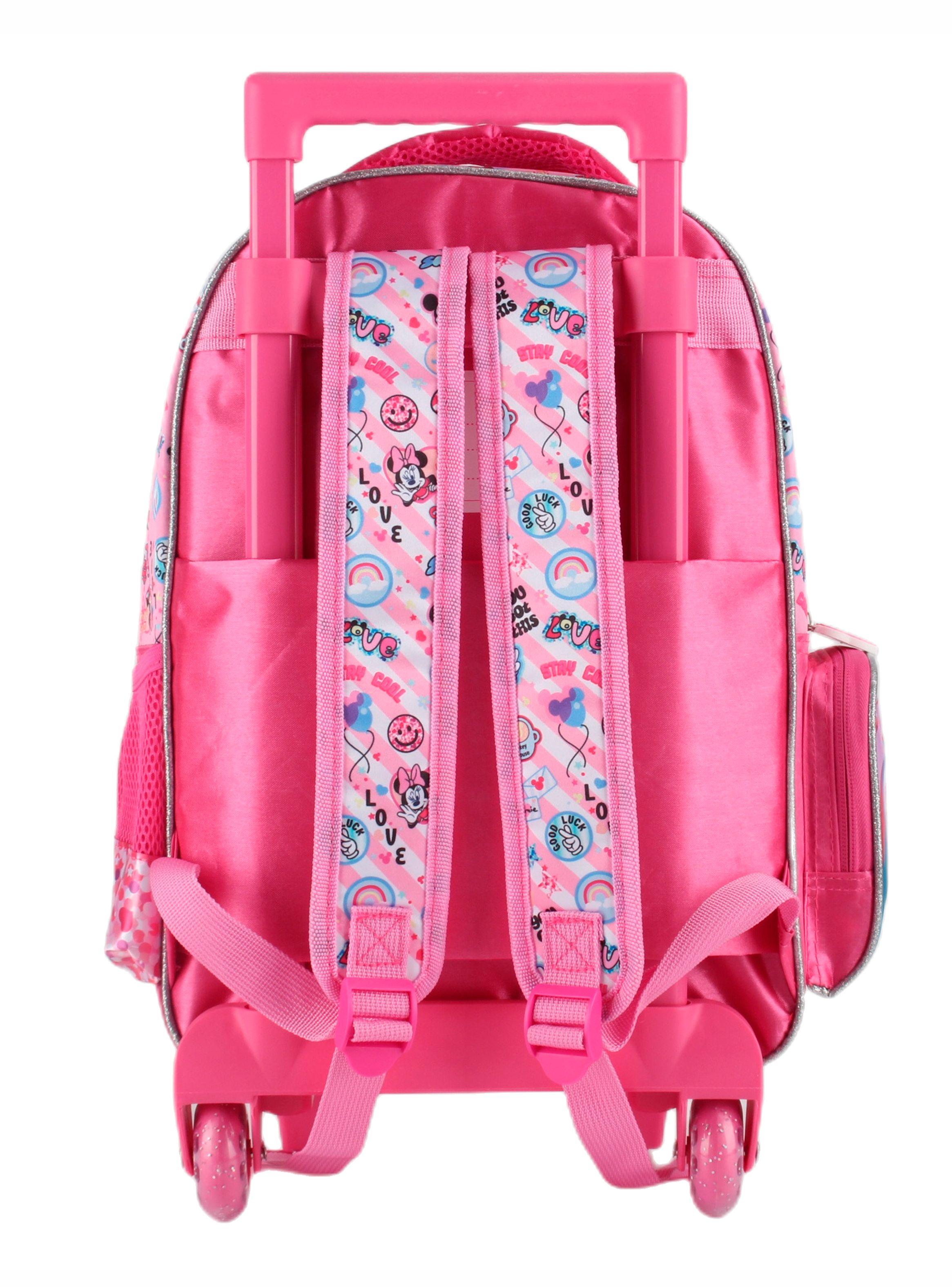 Mochila Escolar Minnie con Ruedas Rosado-1