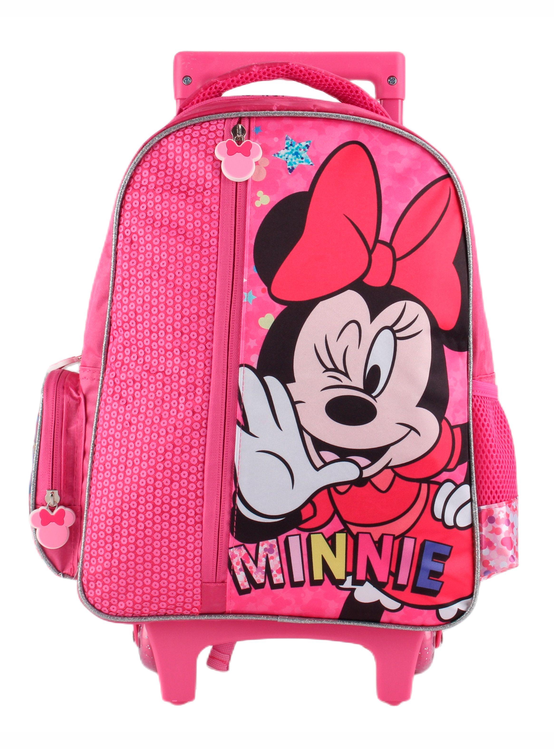Mochila Escolar Minnie con Ruedas Rosado-0