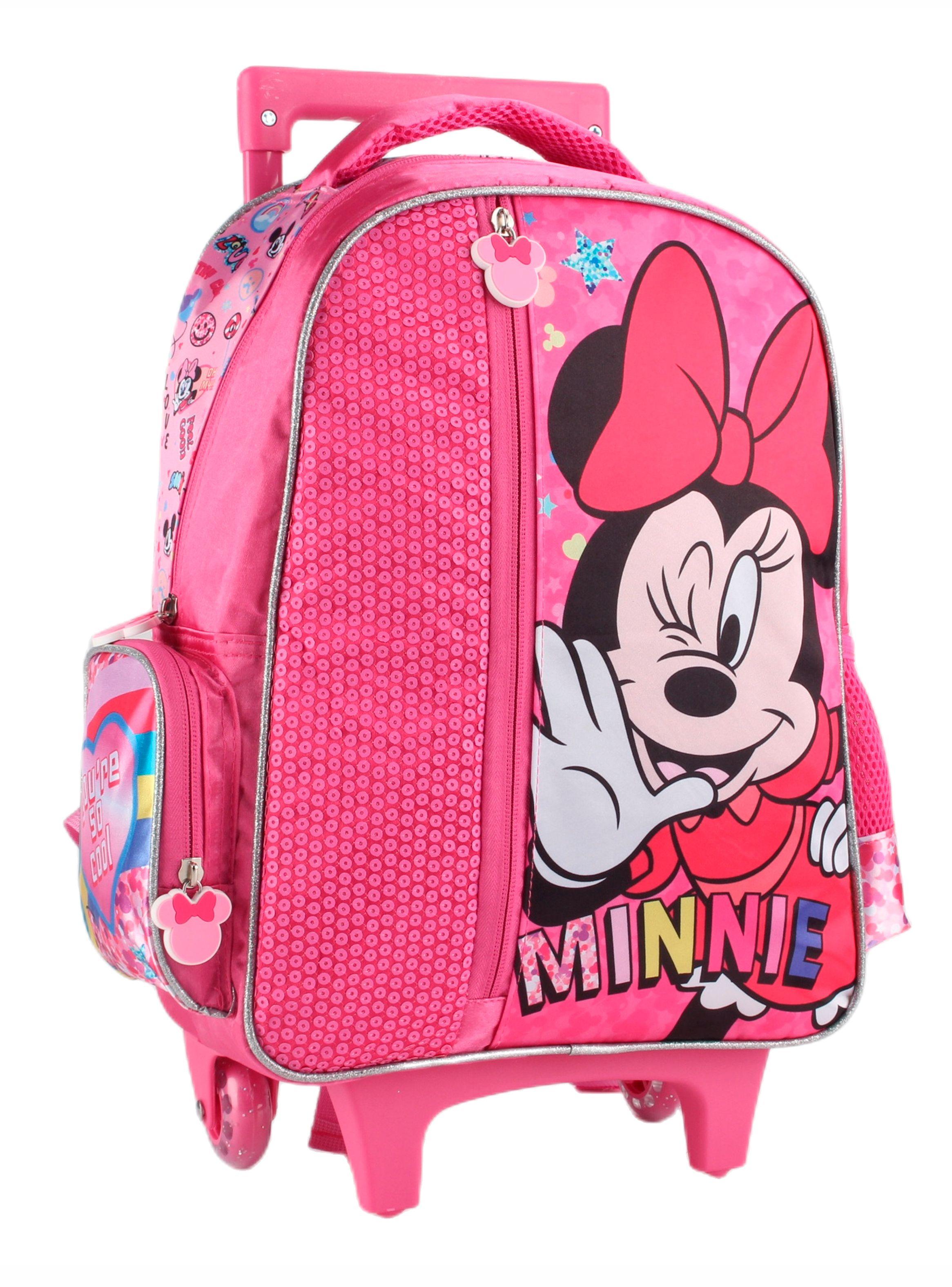 Mochila Escolar Minnie con Ruedas Rosado-2