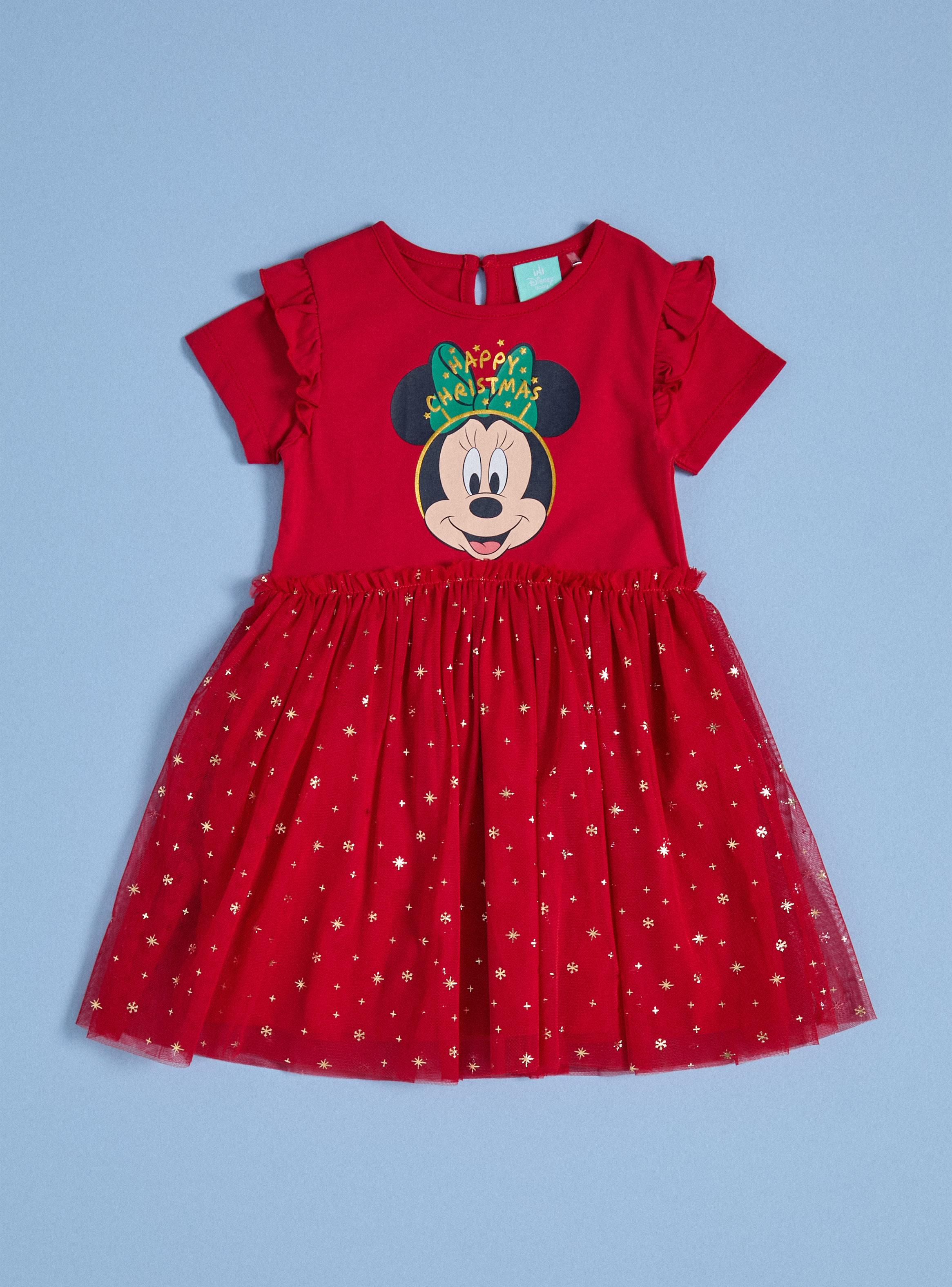 Vestido de Tul con Estampado Navidad Minnie-0