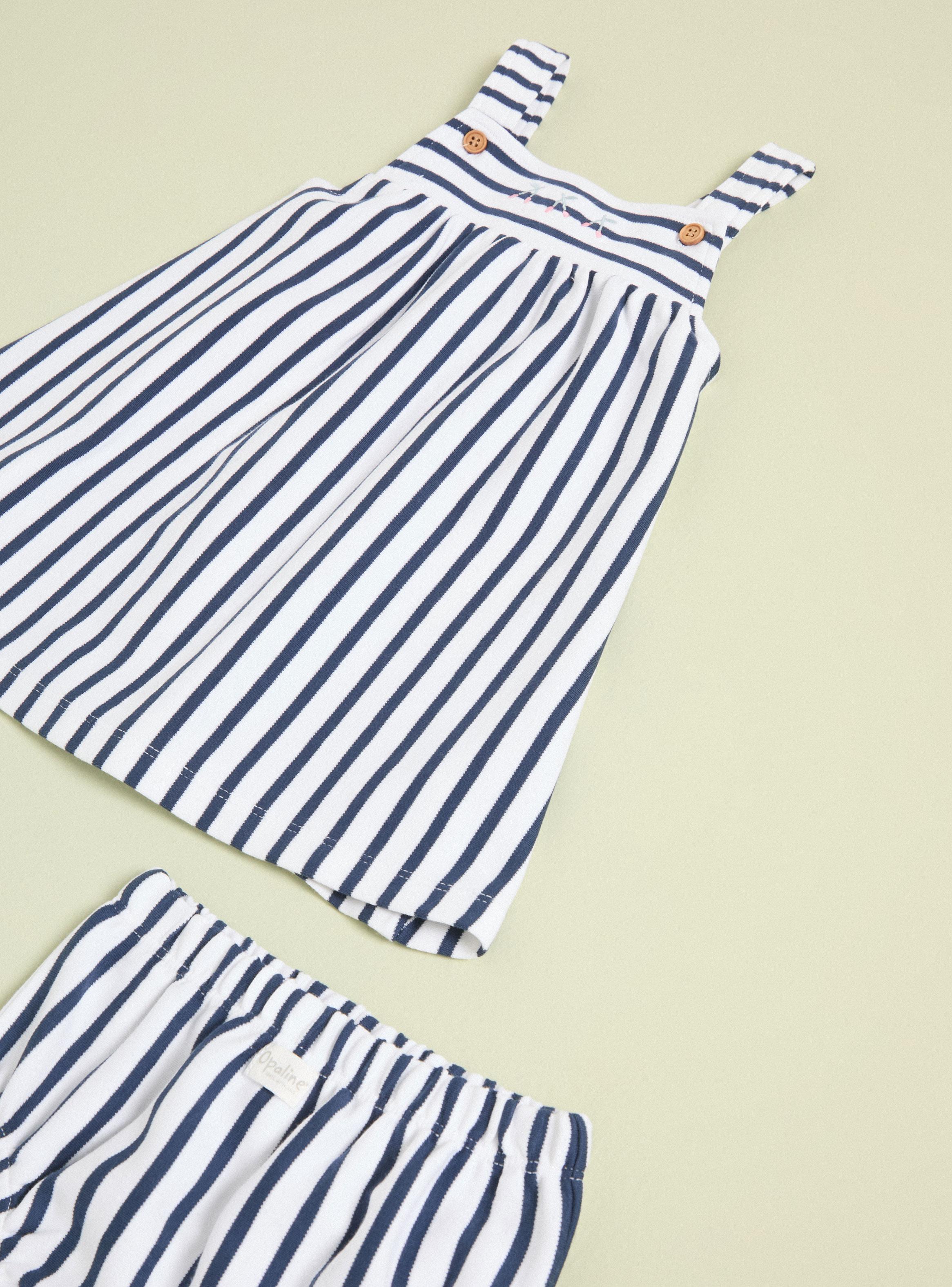 Conjunto Vestido con Calzón Estampado Rayas de Algodón-2