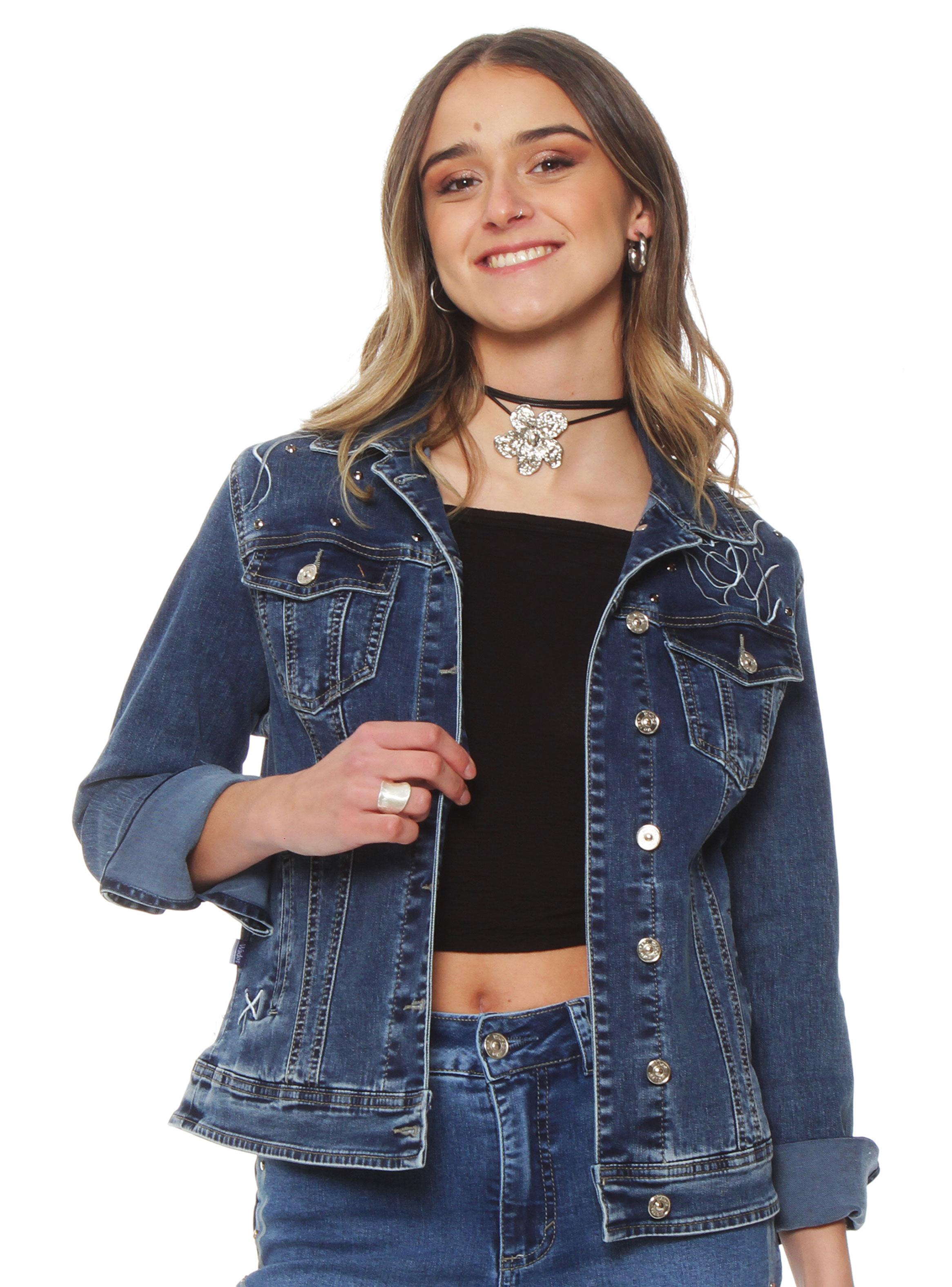 Chaqueta Denim Aplicación Tachas Regular-0
