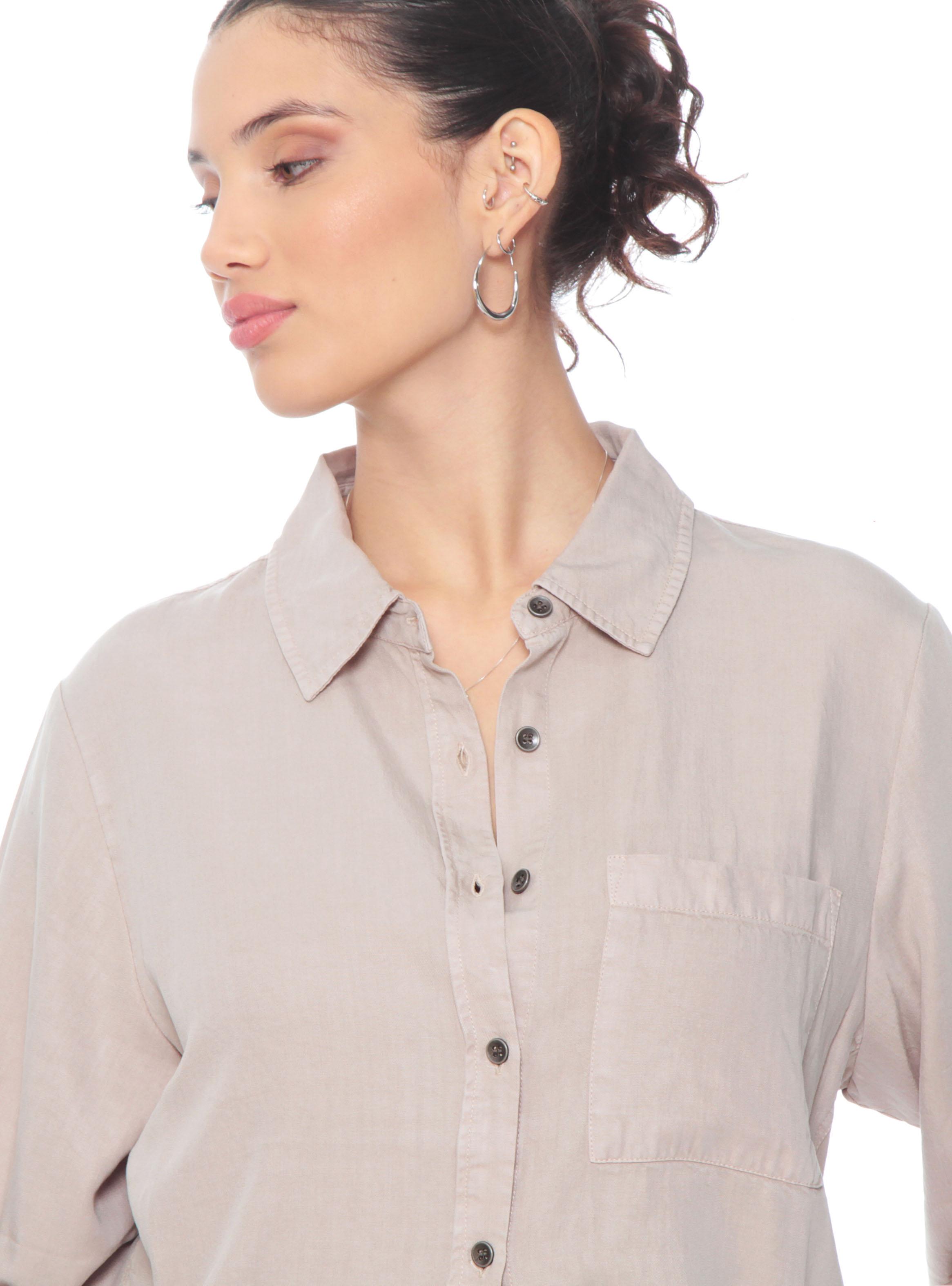 Blusa Manga Larga Lino Lyocell Abotonada en Delantero-2