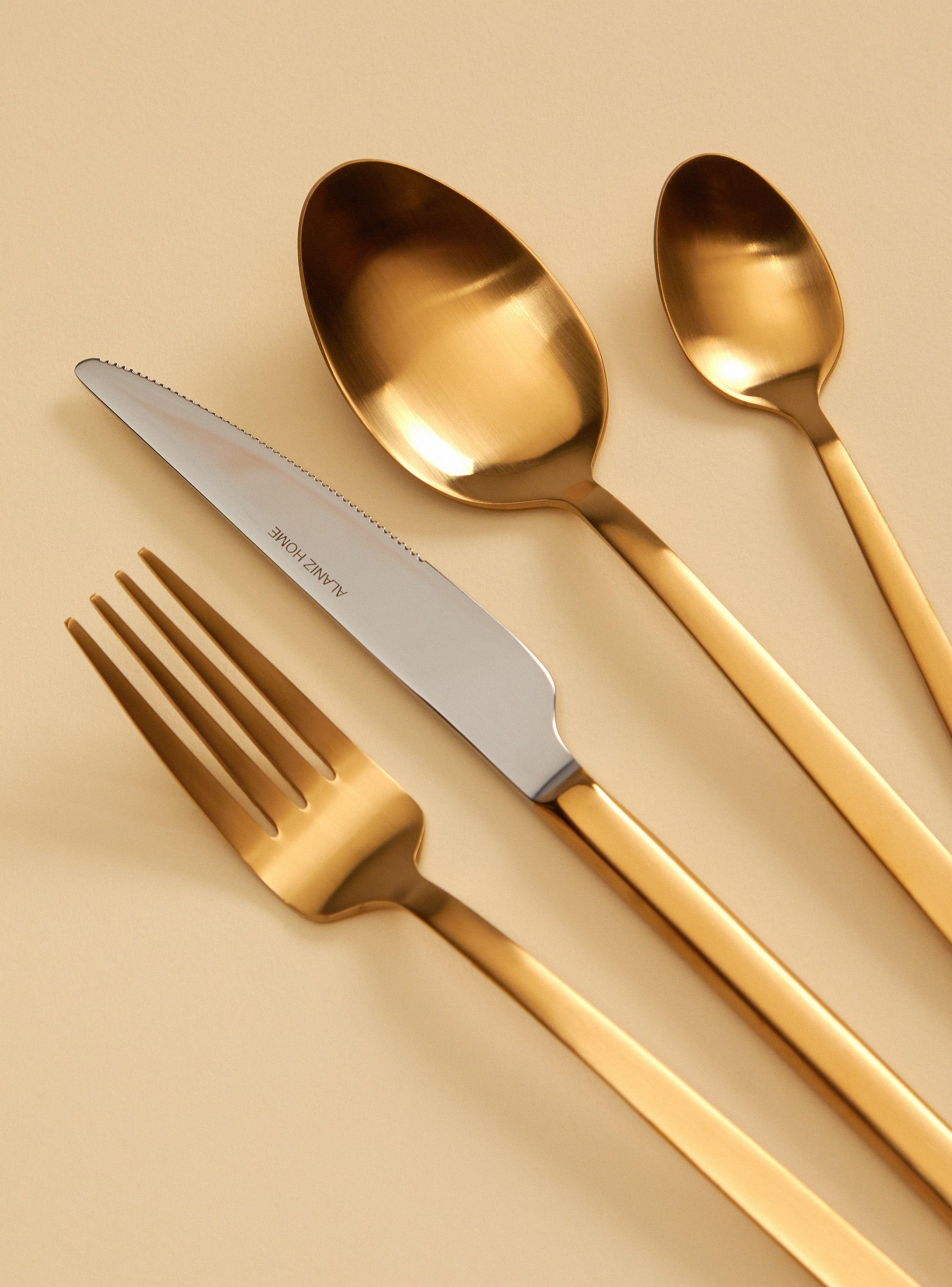 Set Cubiertos Dorados 24 Piezas-2