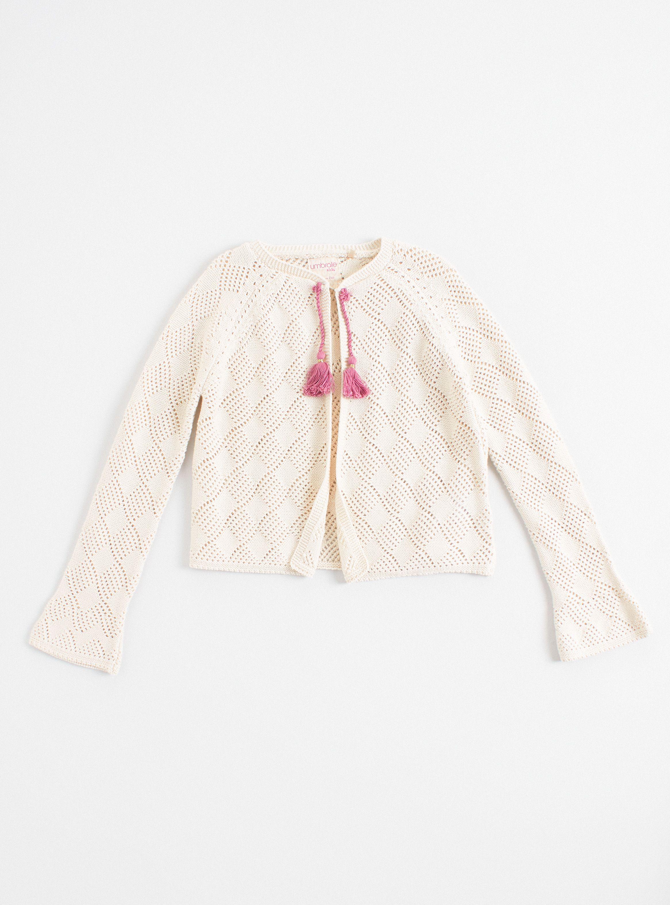 Chaleco Abierto Amarre y Pompon Niña-0