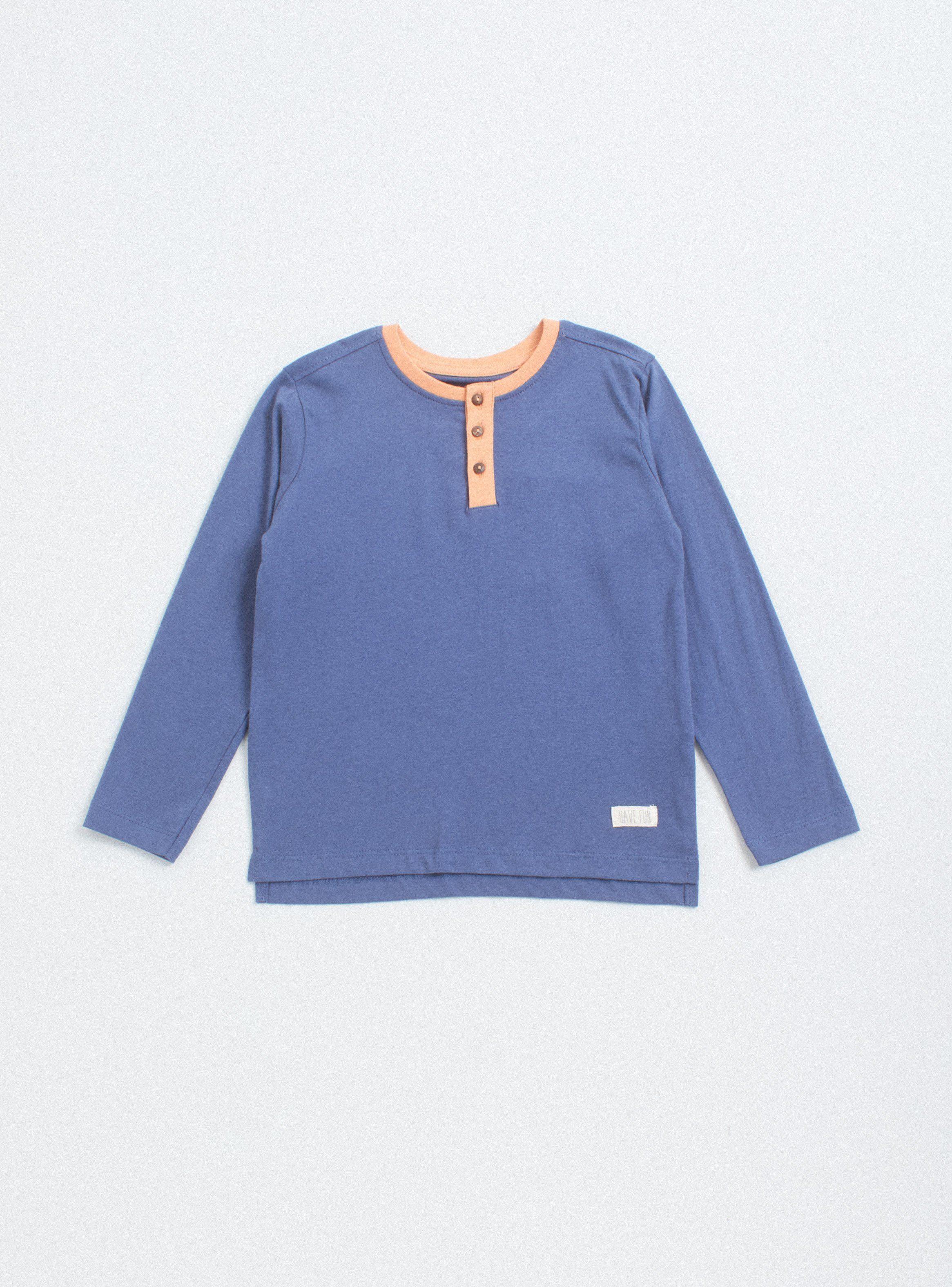 Polera Lisa Henley Manga Larga Niño-0
