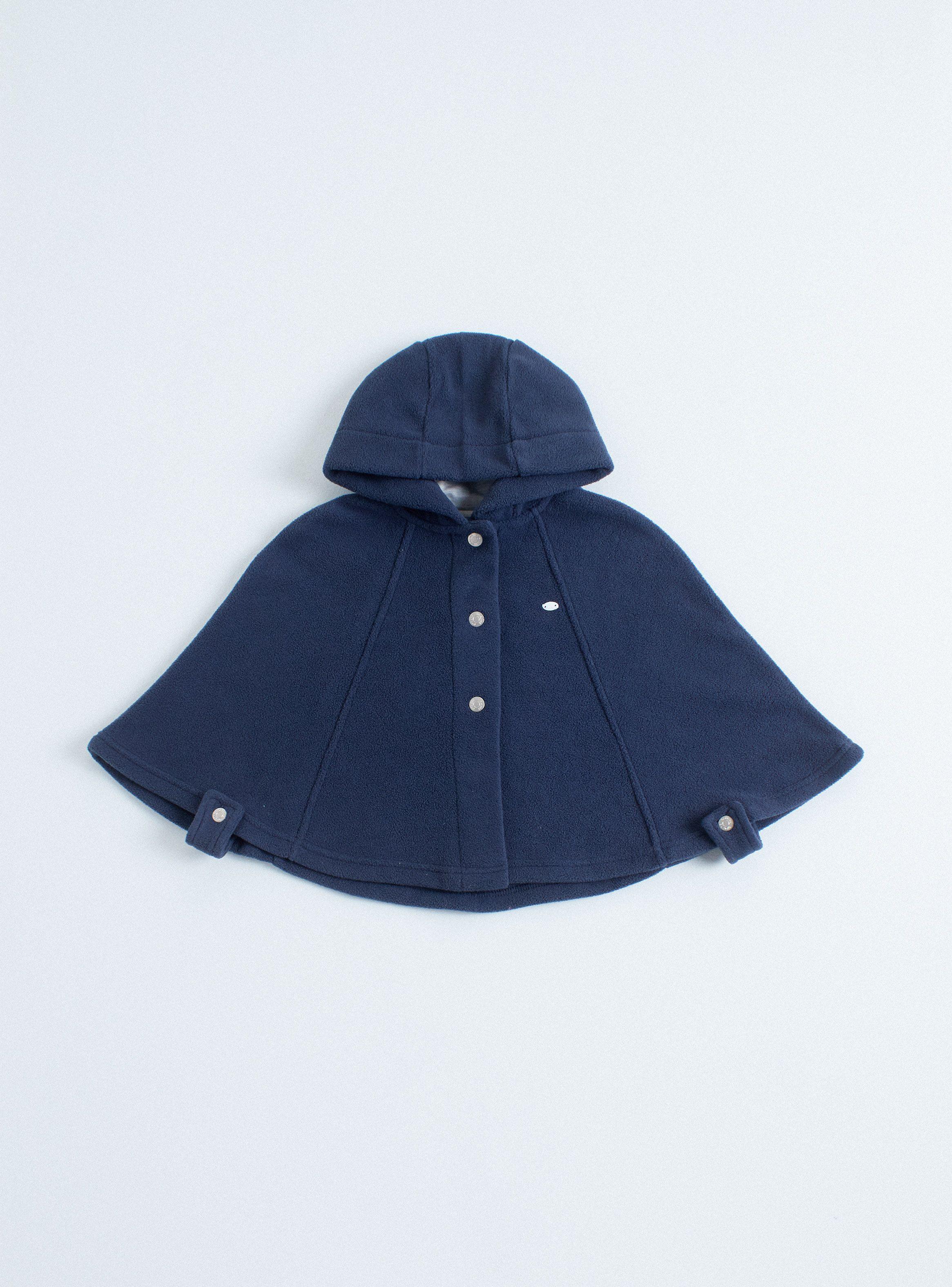 Abrigo Tipo Poncho con Broches y Capucha Estampada-0