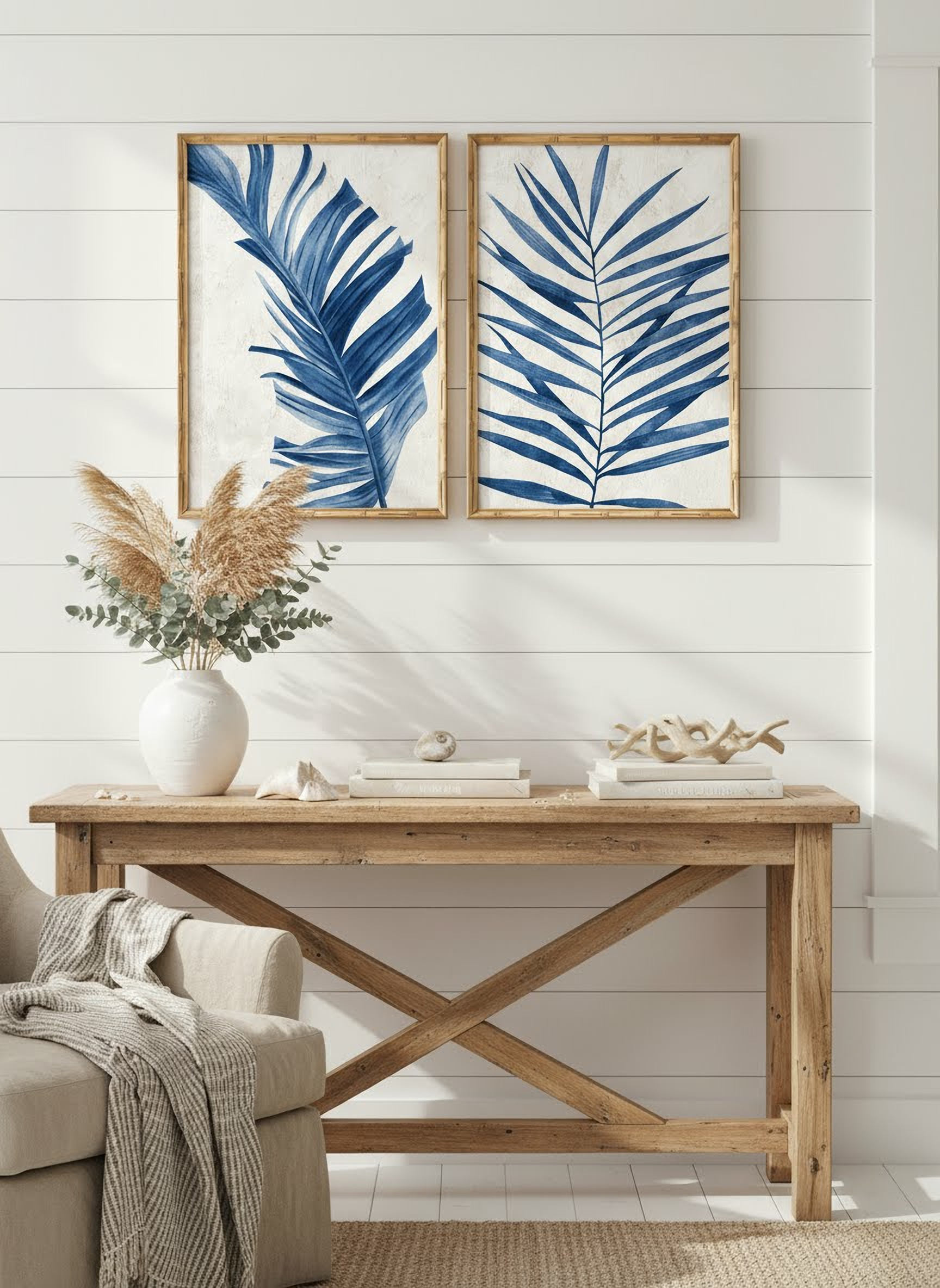 Set de 2 Cuadros Palm Azul 1-9