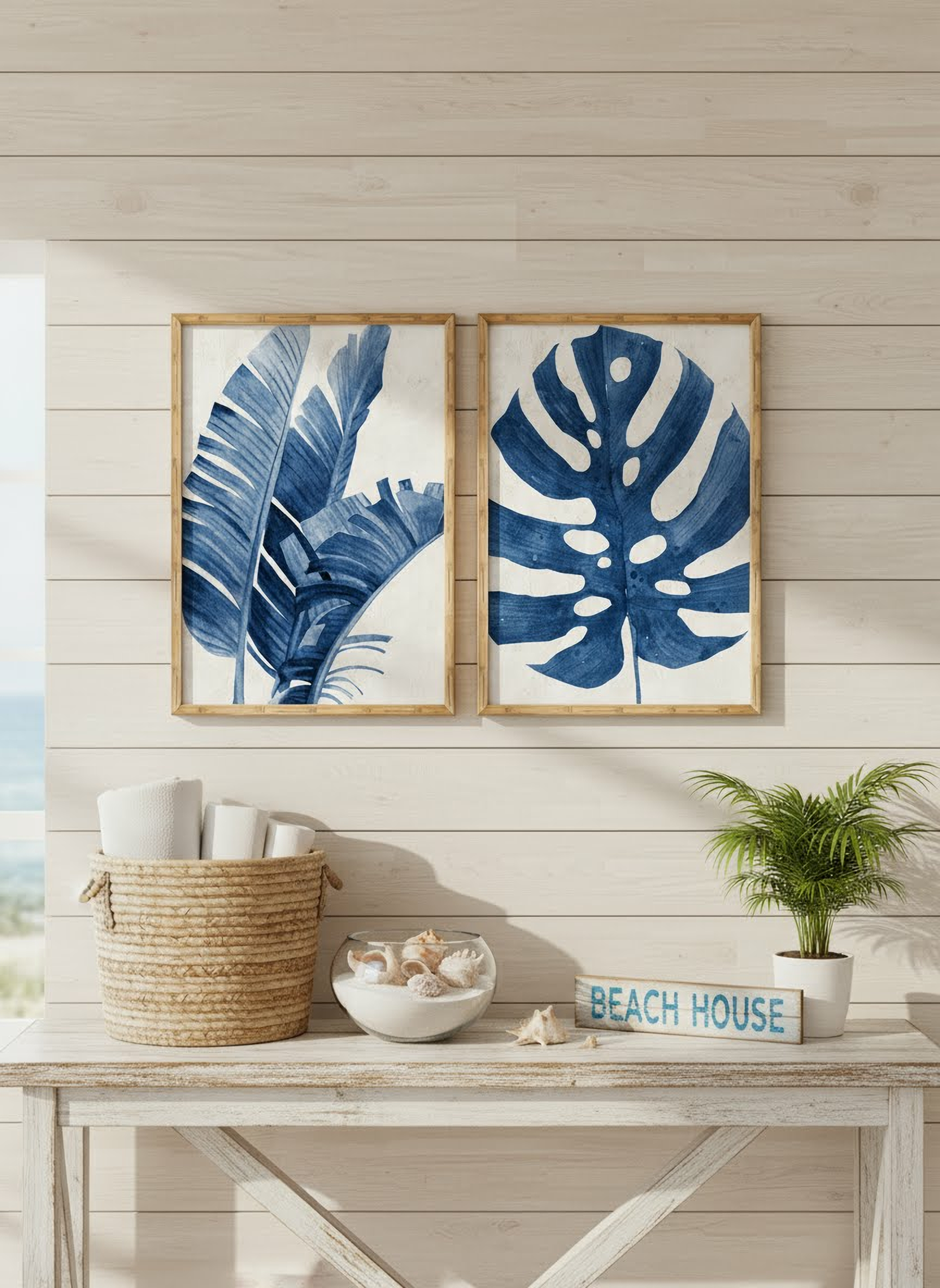 Set de 2 Cuadros Palm Azul 2-9