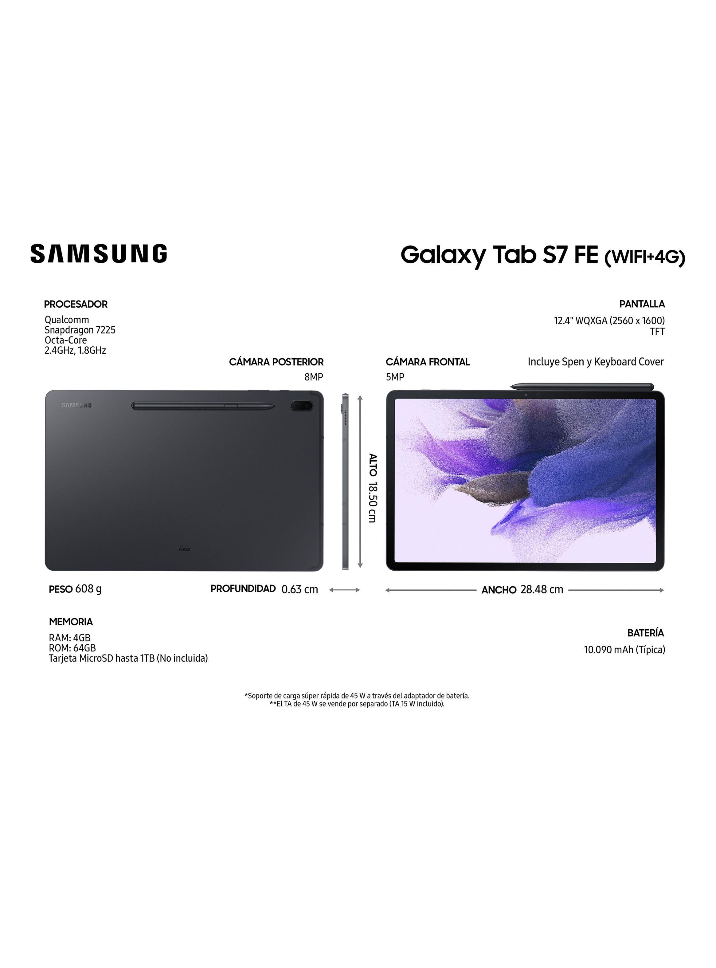 Tablet Galaxy Tab S7 FE 12.4" 64GB Mystic Black WiFi + 4G-1