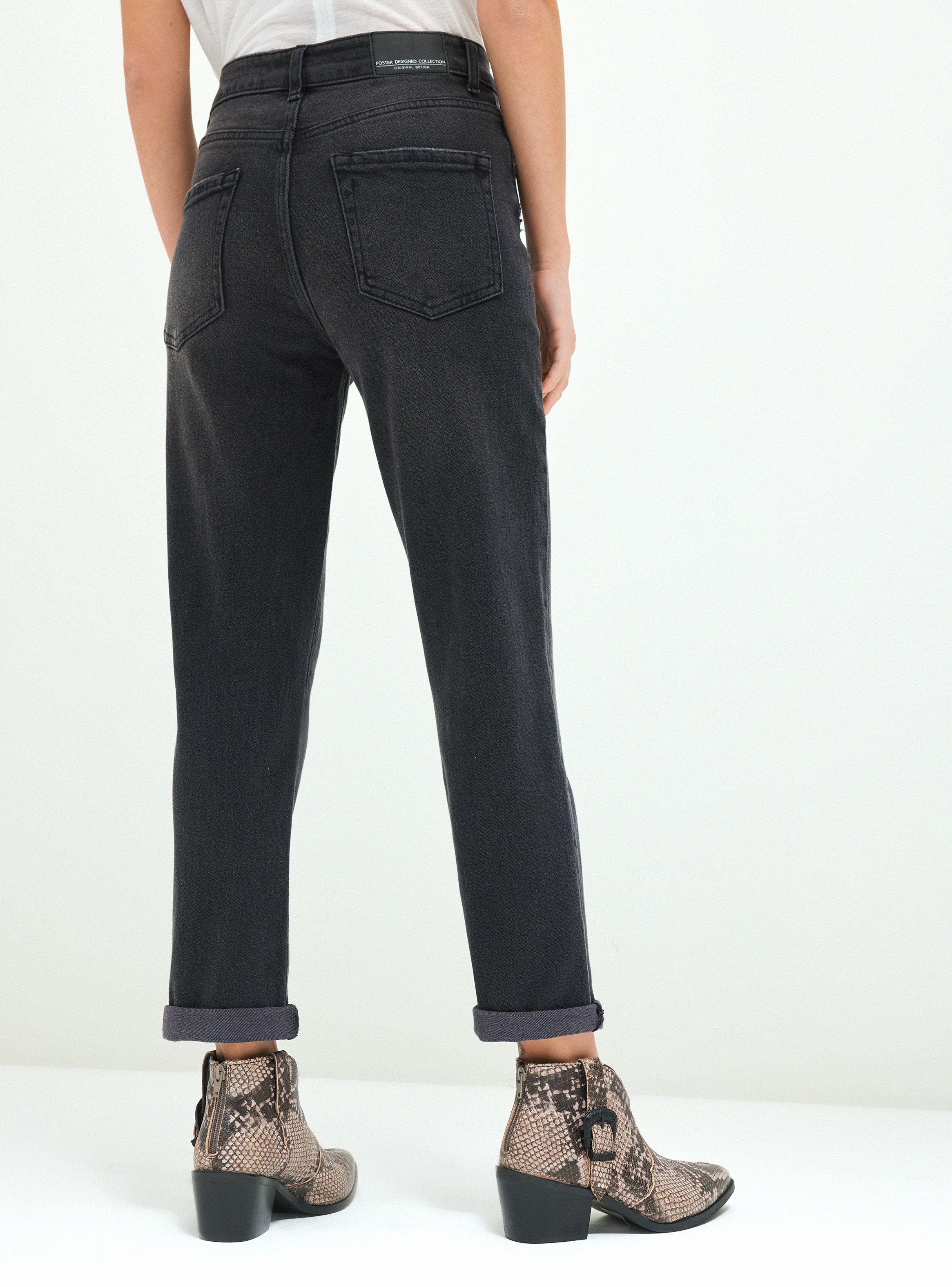 Jeans Mom Tiro Medio Plano-1