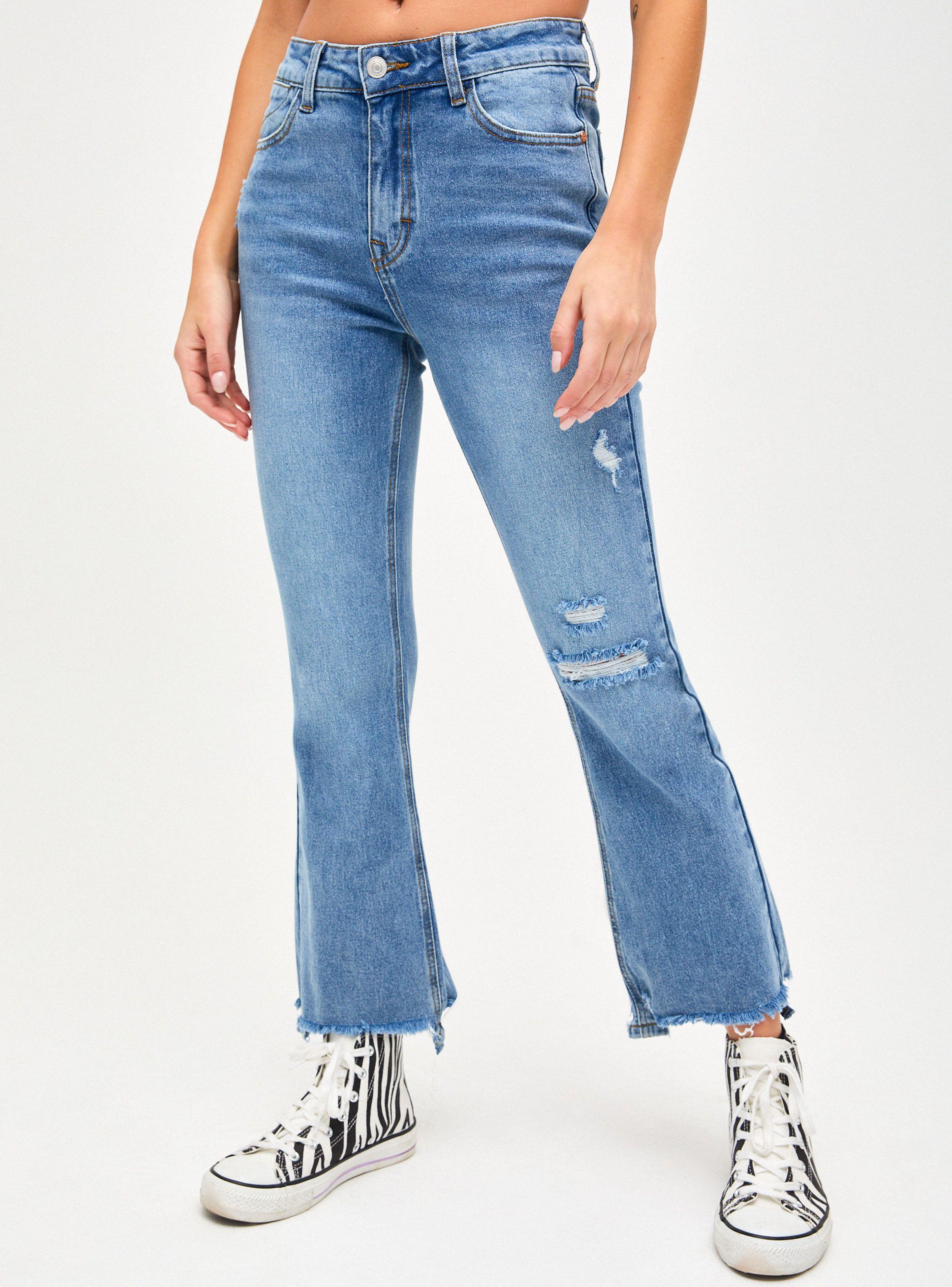 Jeans Mezclilla Moda Flare Fit con Basta Desflecada-0