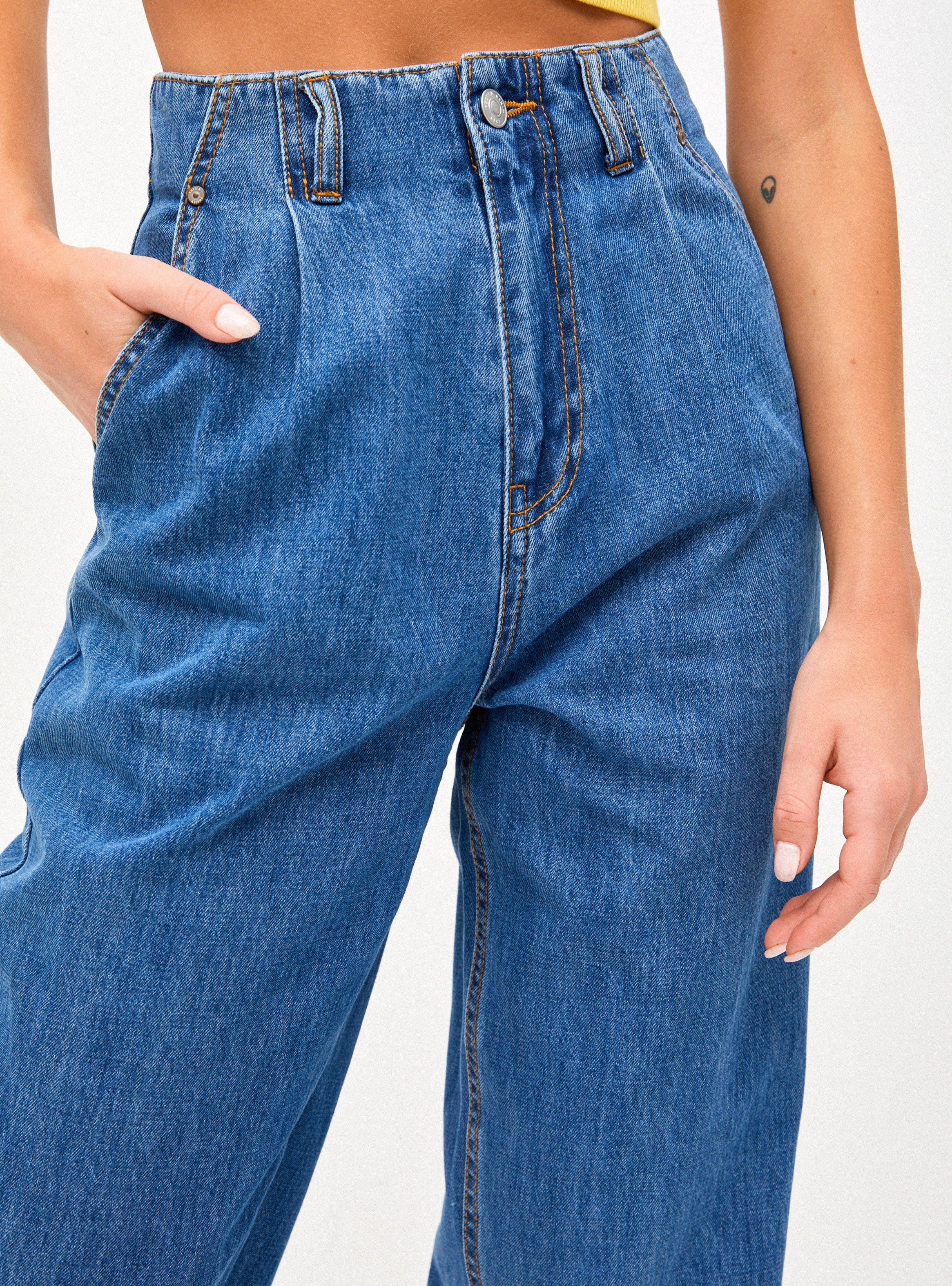 Jeans Mezclilla Moda Slouchy Fit con Pinzas en el Delantero-2