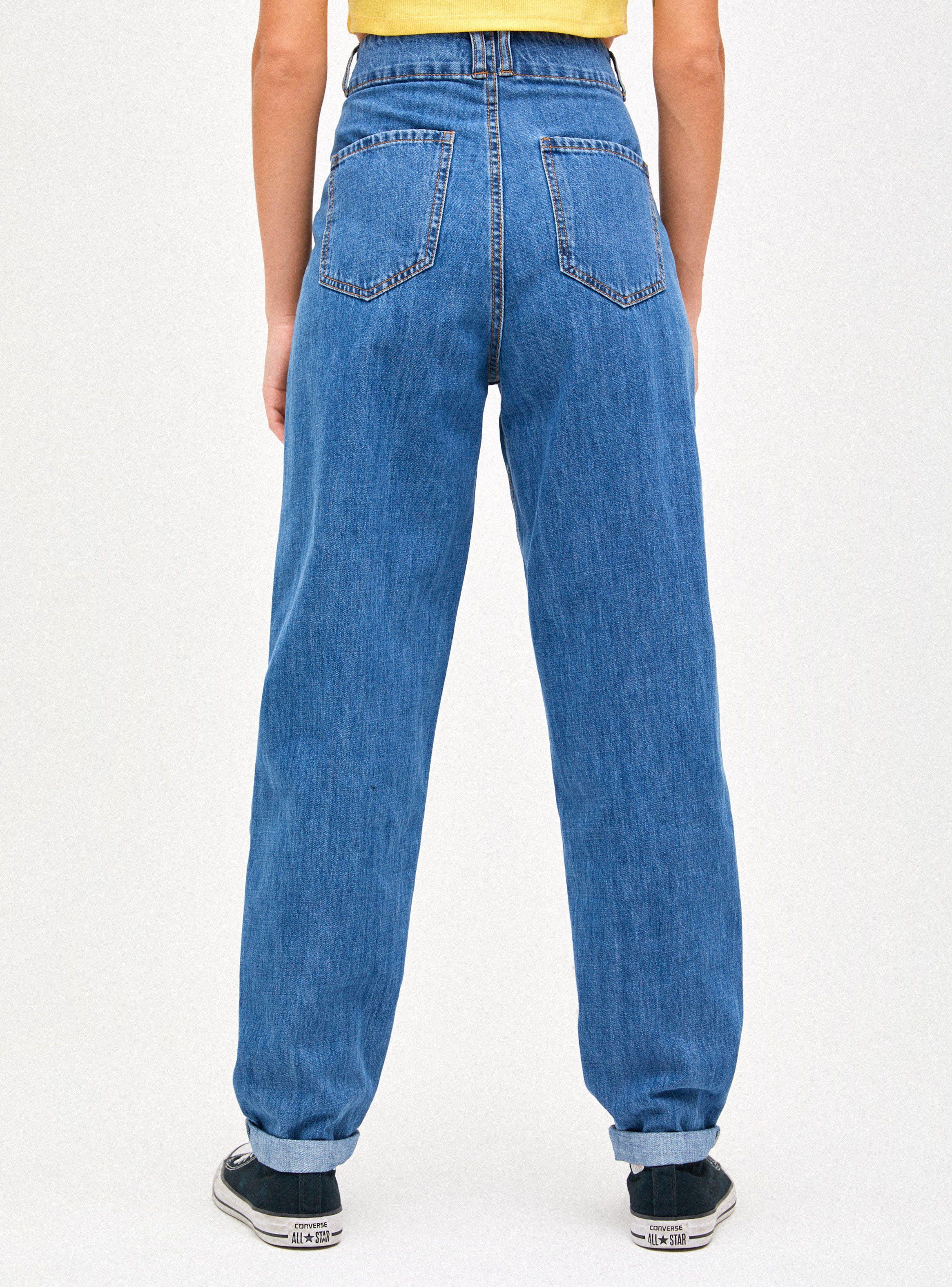 Jeans Mezclilla Moda Slouchy Fit con Pinzas en el Delantero-1