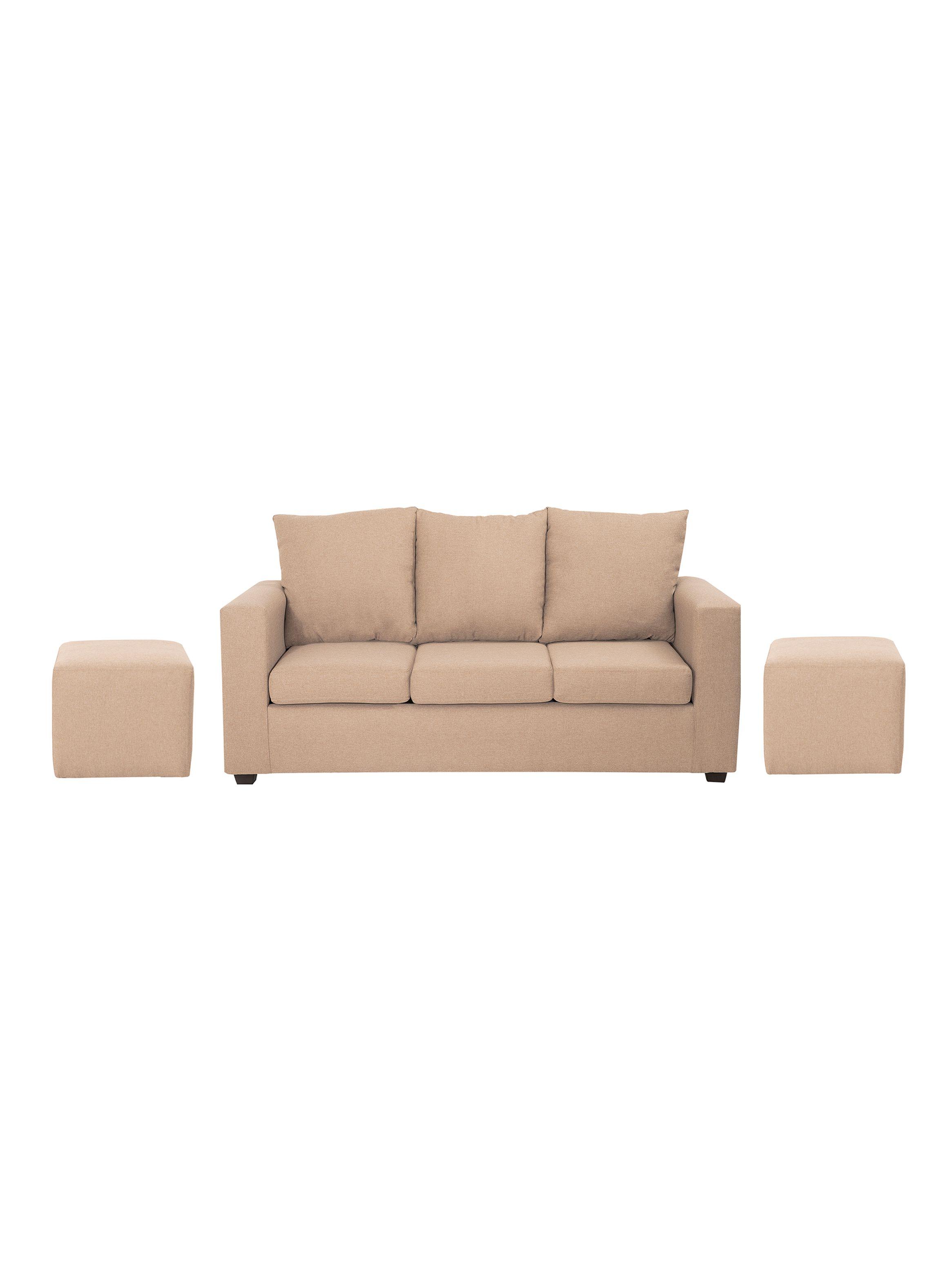 Juego de Living Marco 3 Cuerpos + 2 Pouf Tela-2