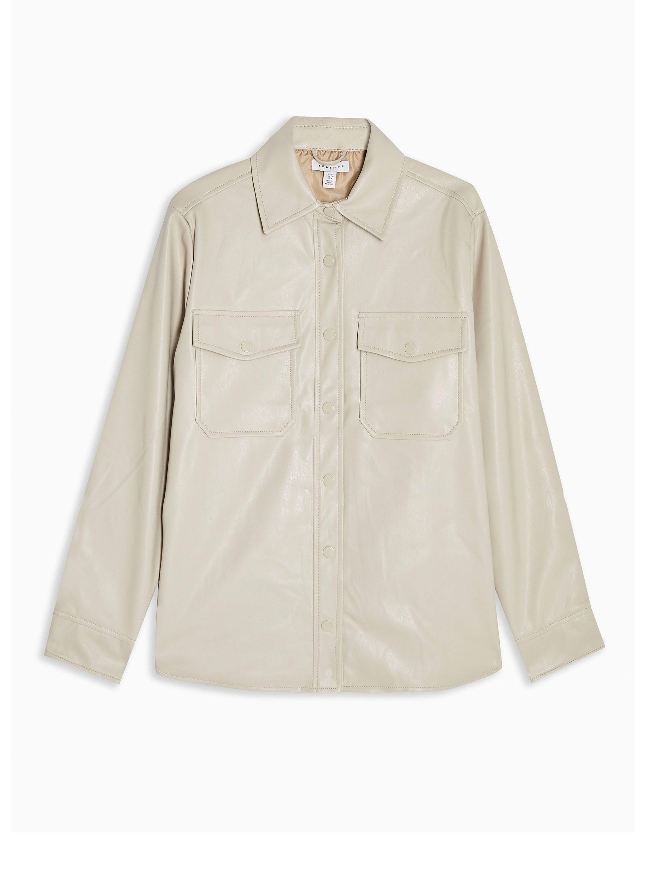 Blusa Taupe Faux Leather Topshop-0